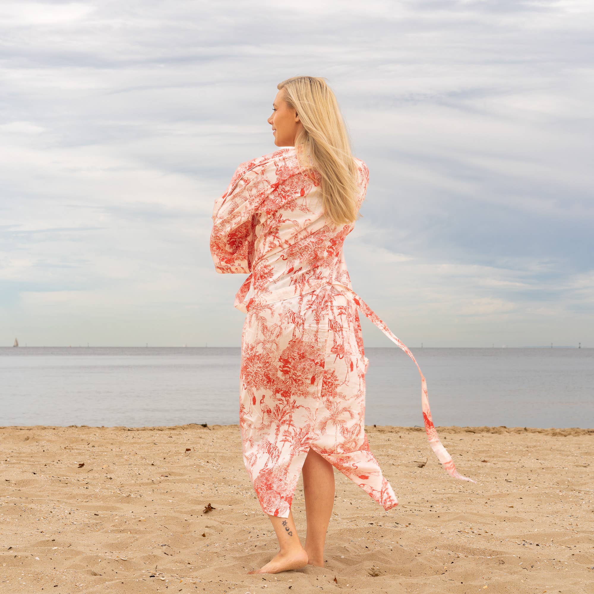 Sia Pink Cotton Kimono Robe - Elegant Women's Loungewear