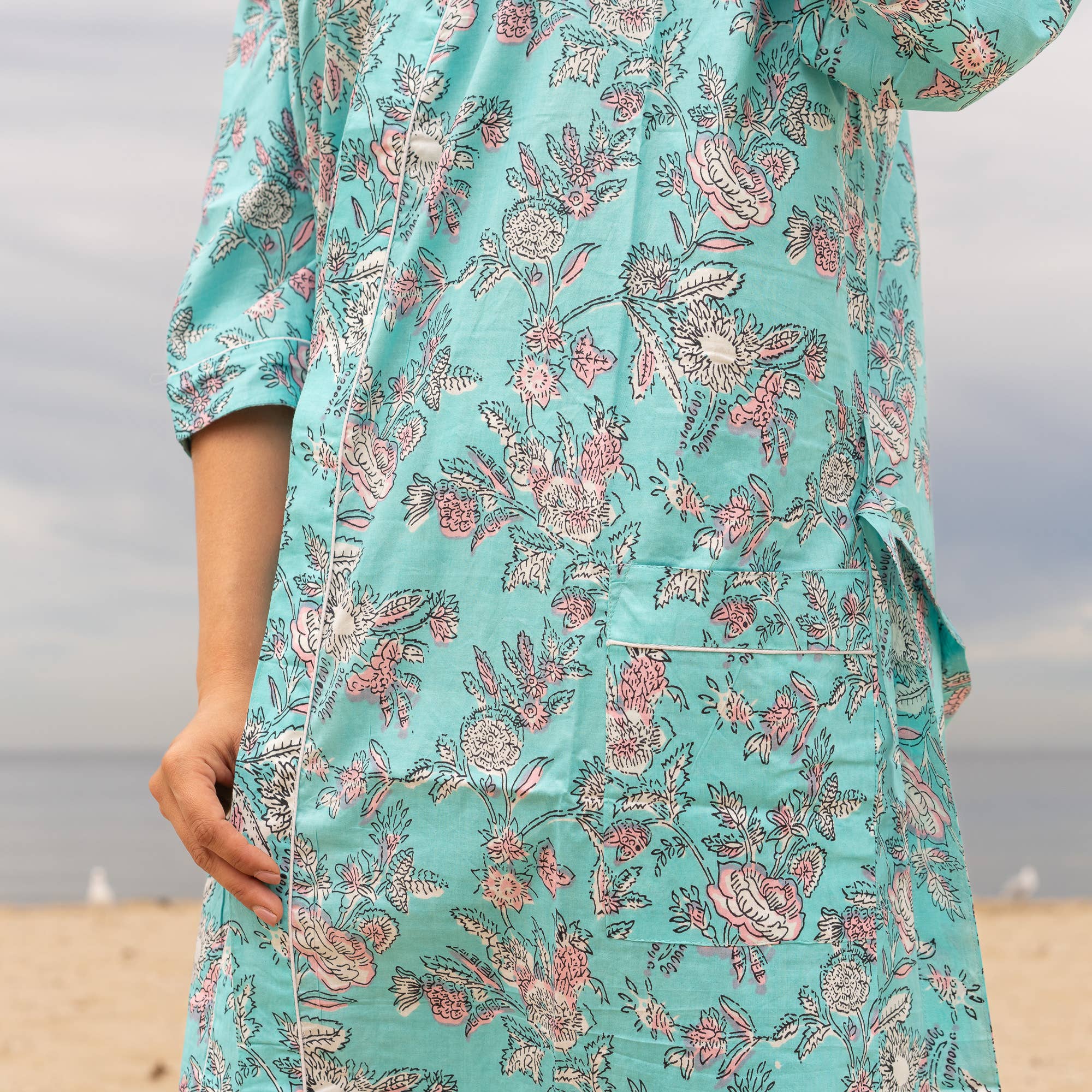 FRIDA BLUES' Women's Cotton Kimono Robe - Colourful Style