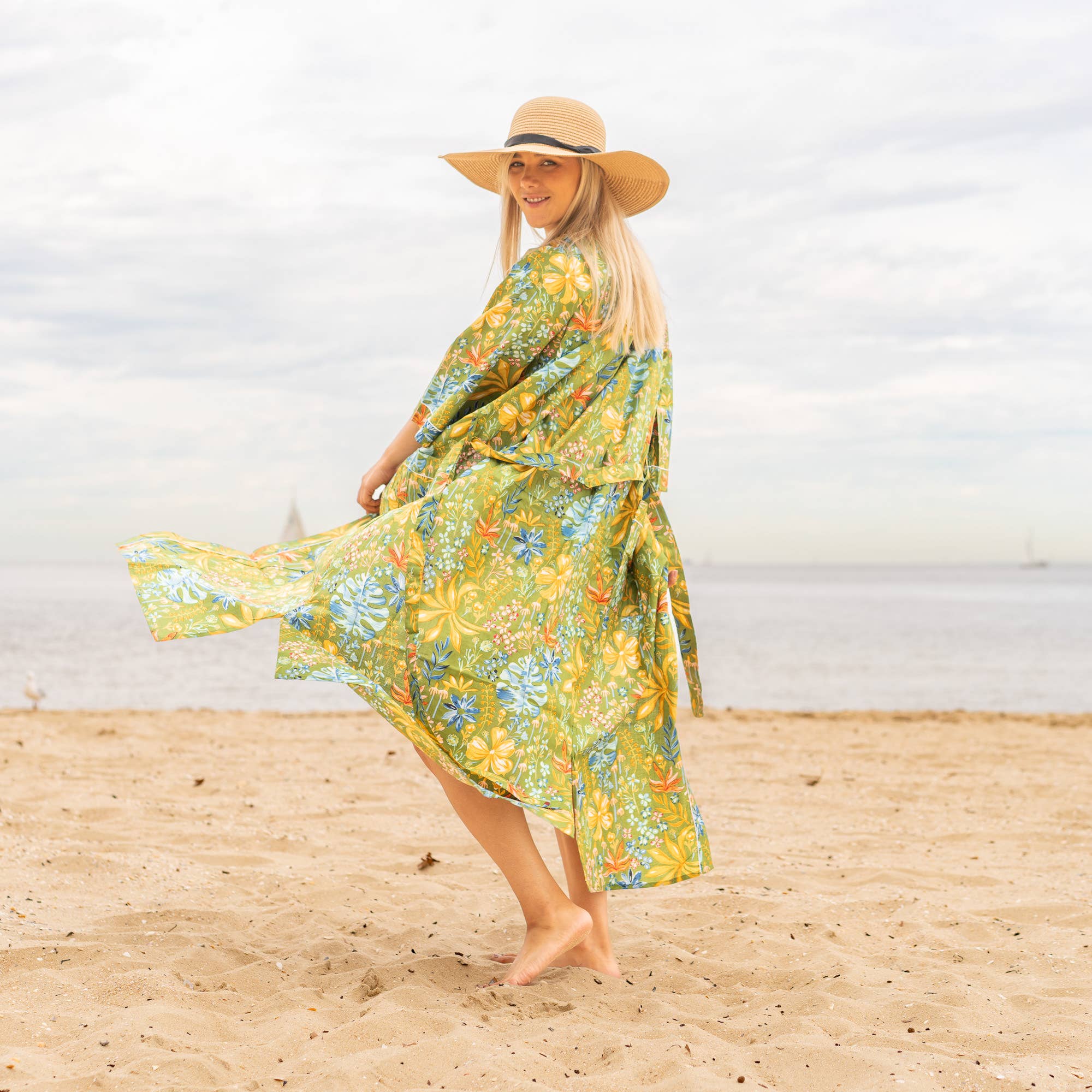 TROPICAL FLORAL' Women's Cotton Kimono Robe - Bright Style