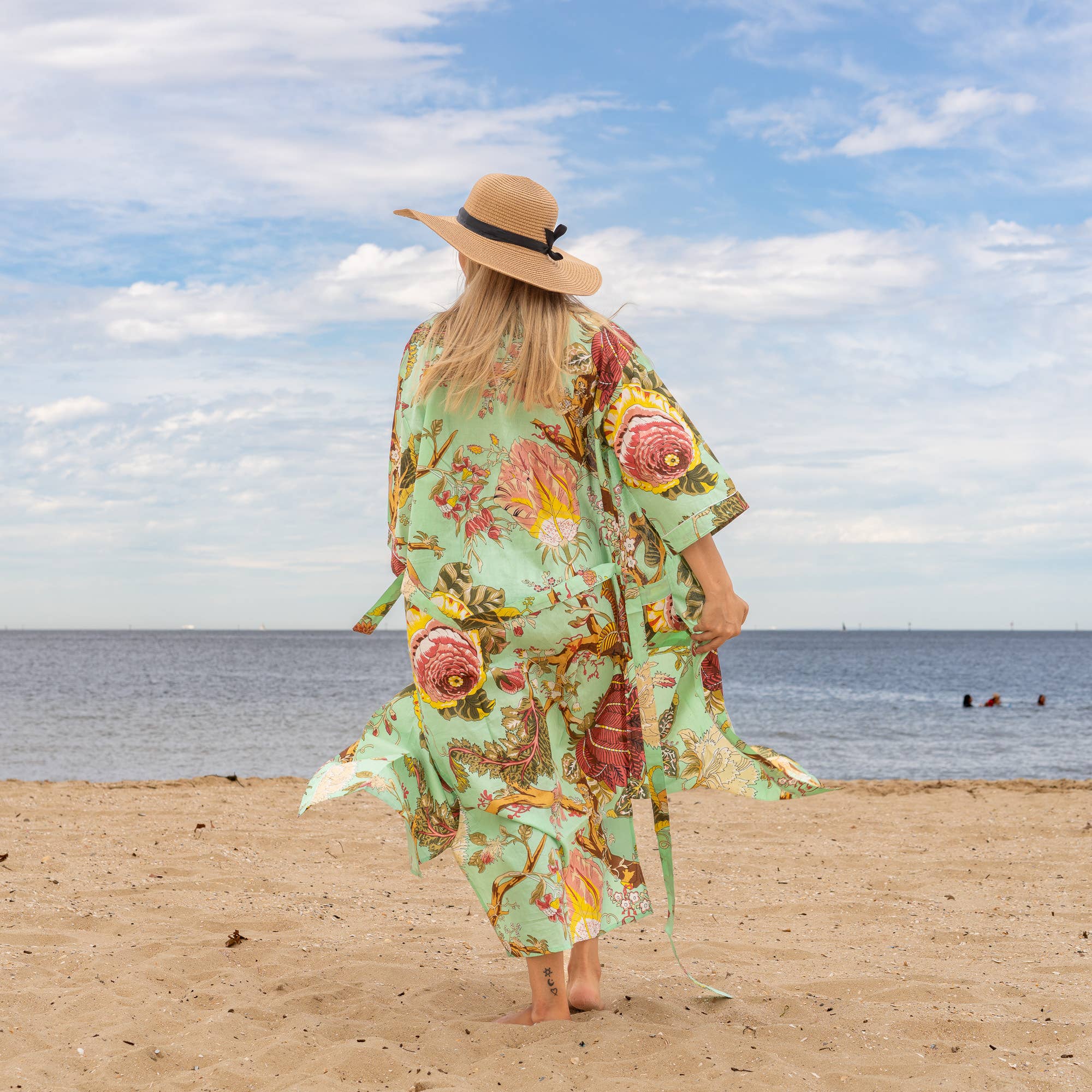 GREEN TREE OF LIFE' Women's Cotton Kimono Robe - Nature