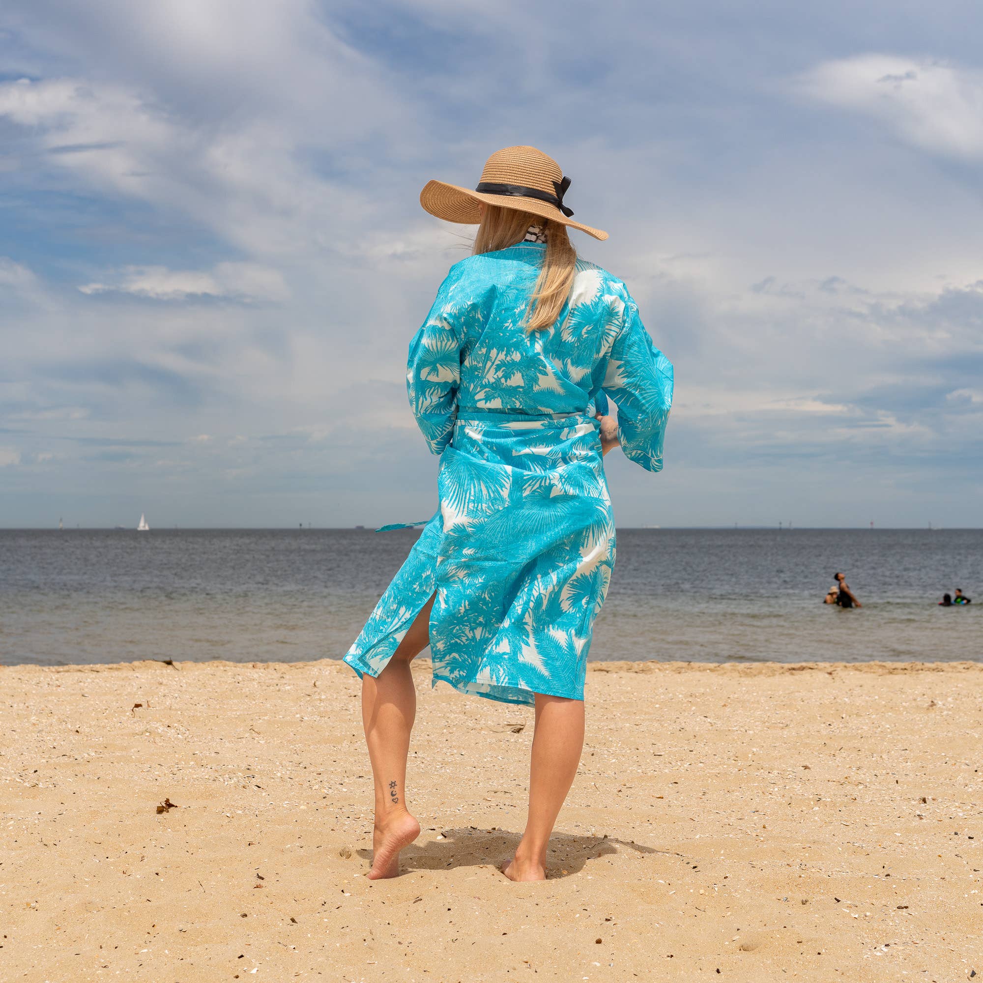 BLUE PALMS' Women's Cotton Kimono Robe - Island Vibe