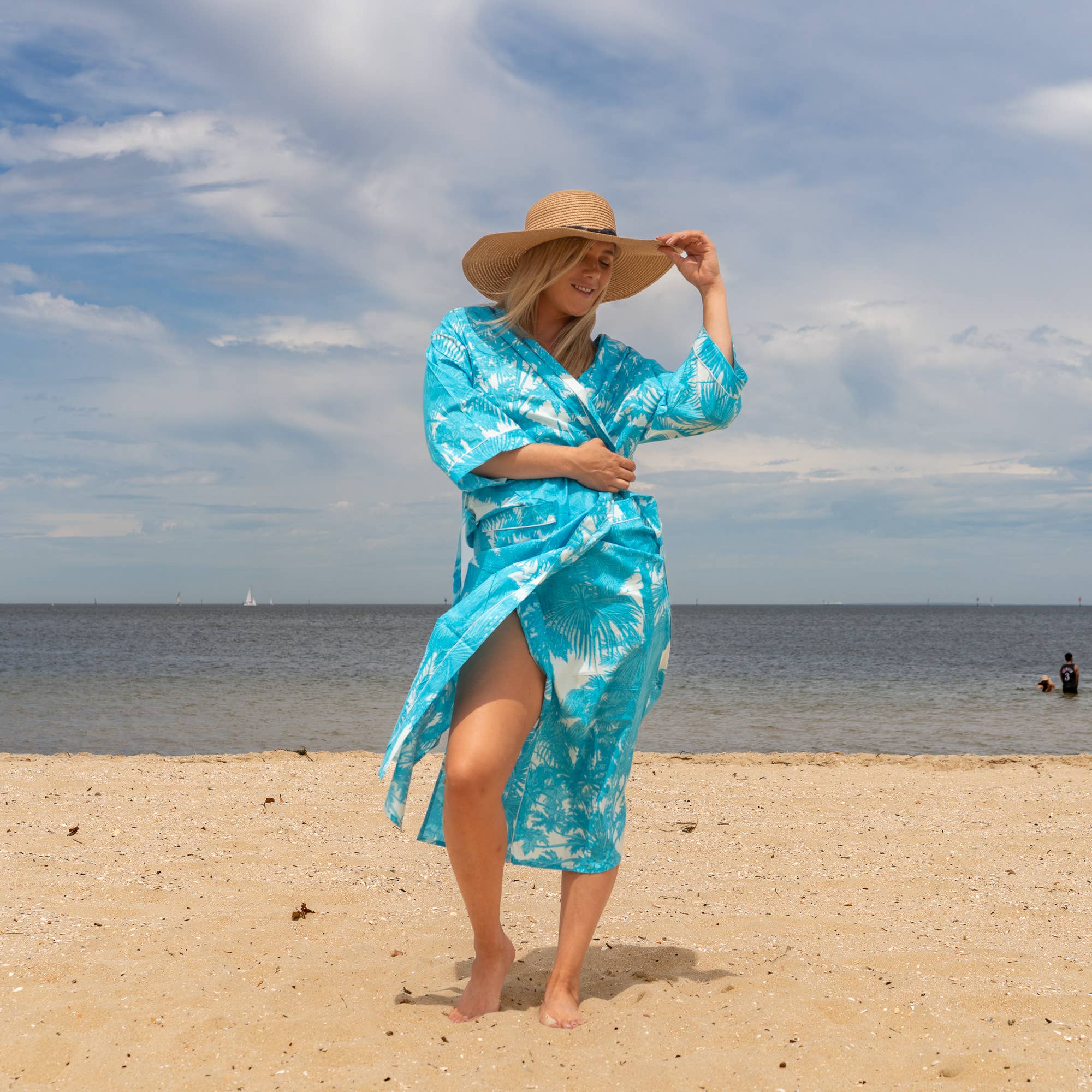 BLUE PALMS' Women's Cotton Kimono Robe - Island Vibe