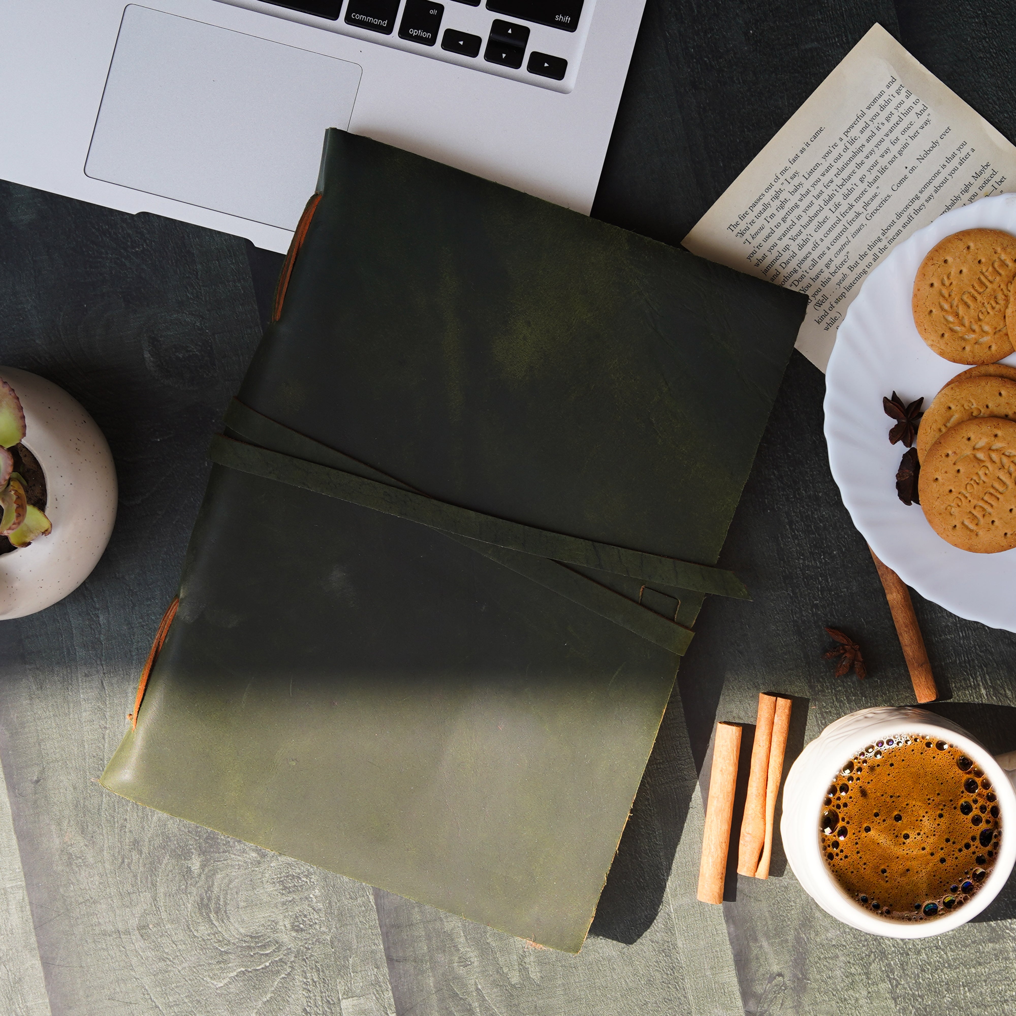 Rustic Reverie - Handcrafted A4 Leather Journal