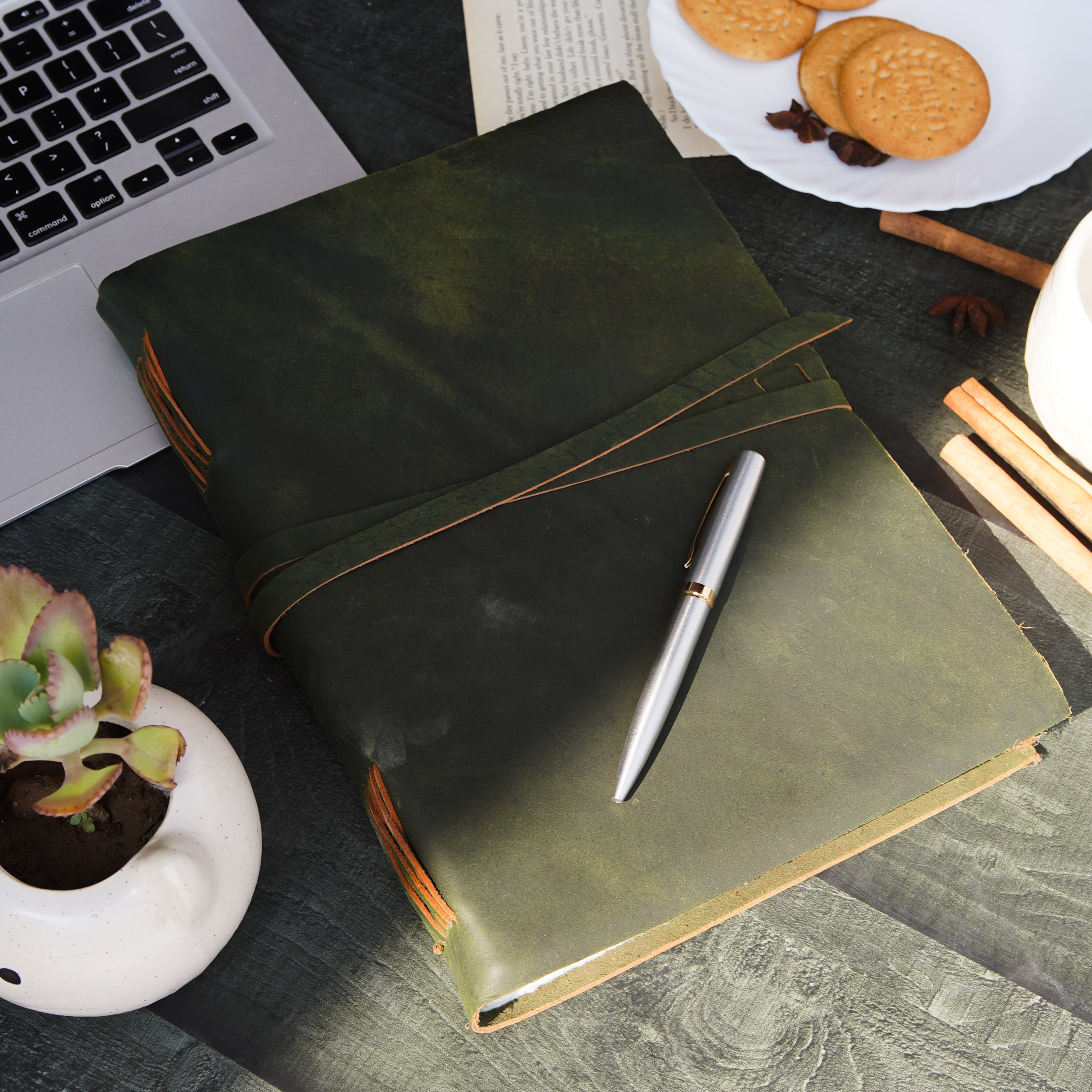 Rustic Reverie - Handcrafted A4 Leather Journal