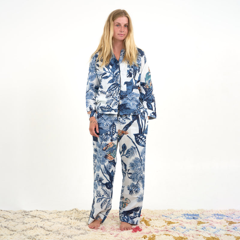 Azure Blooms' 100% Cotton Pyjama Set