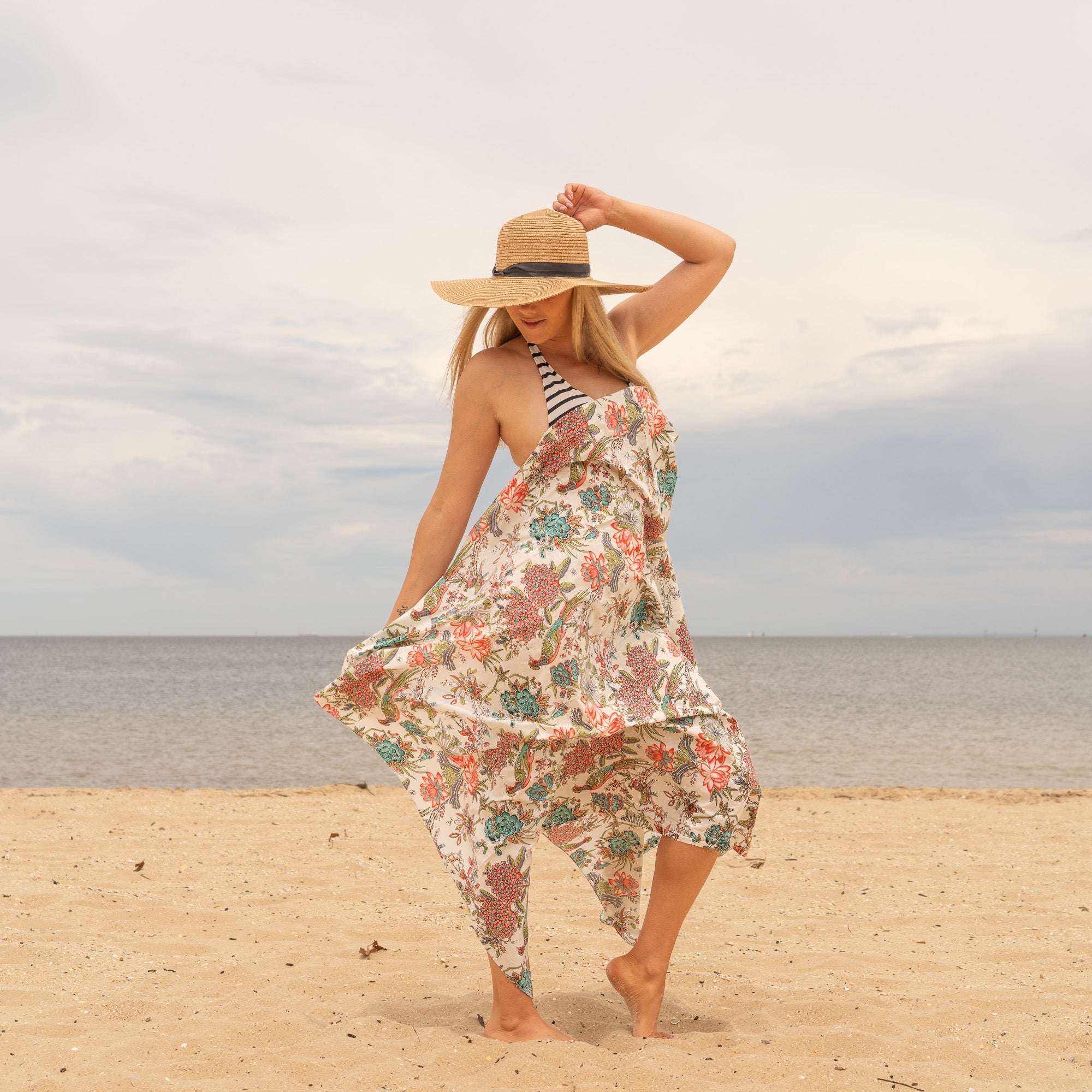 Beige Peacock 100% Cotton Sarong