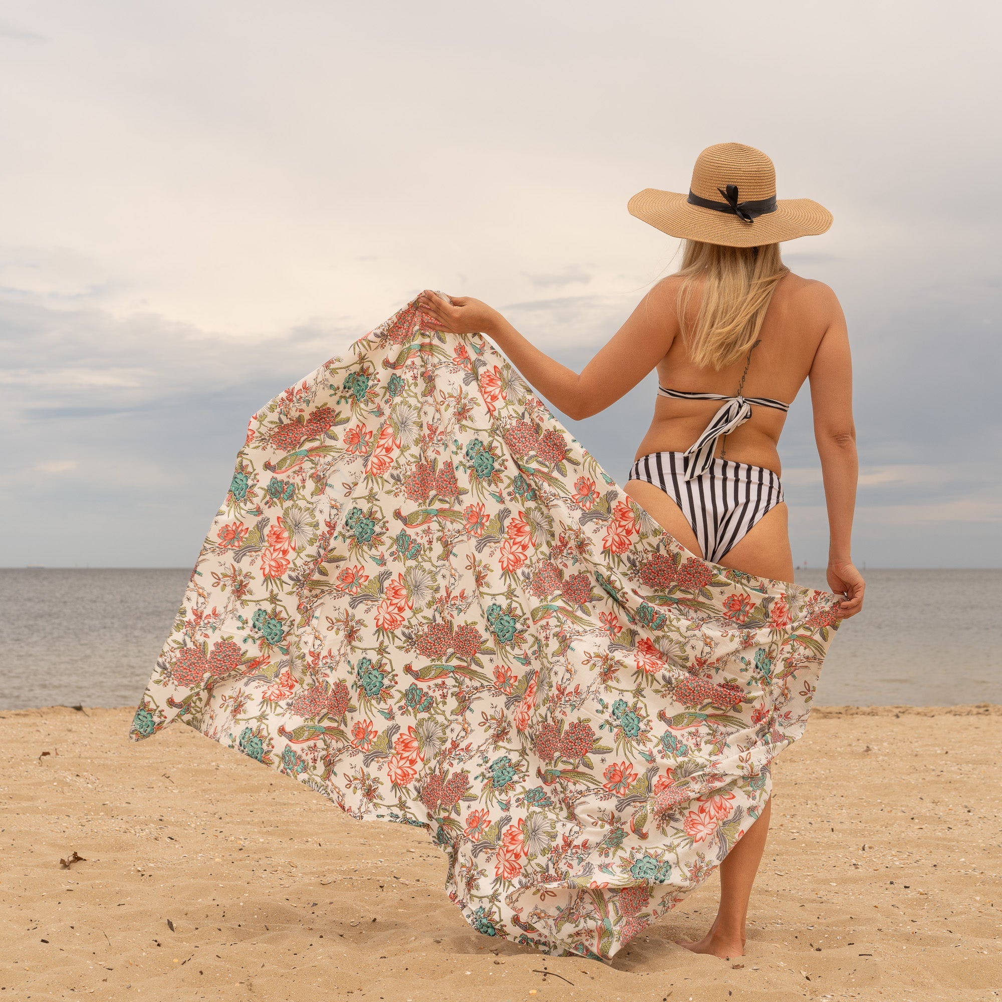 Beige Peacock 100% Cotton Sarong