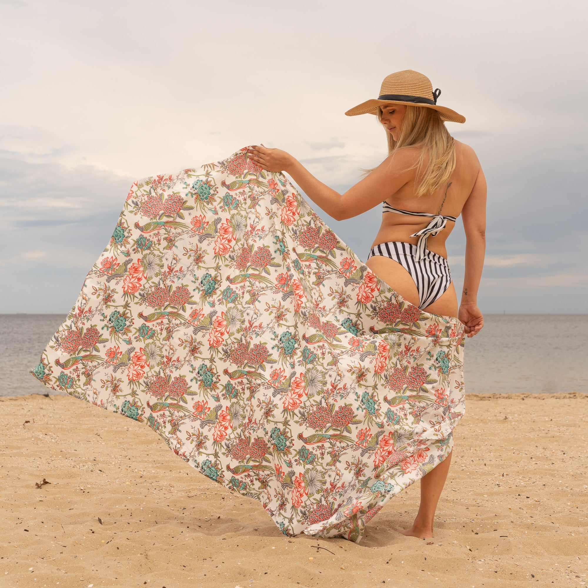 Beige Peacock 100% Cotton Sarong