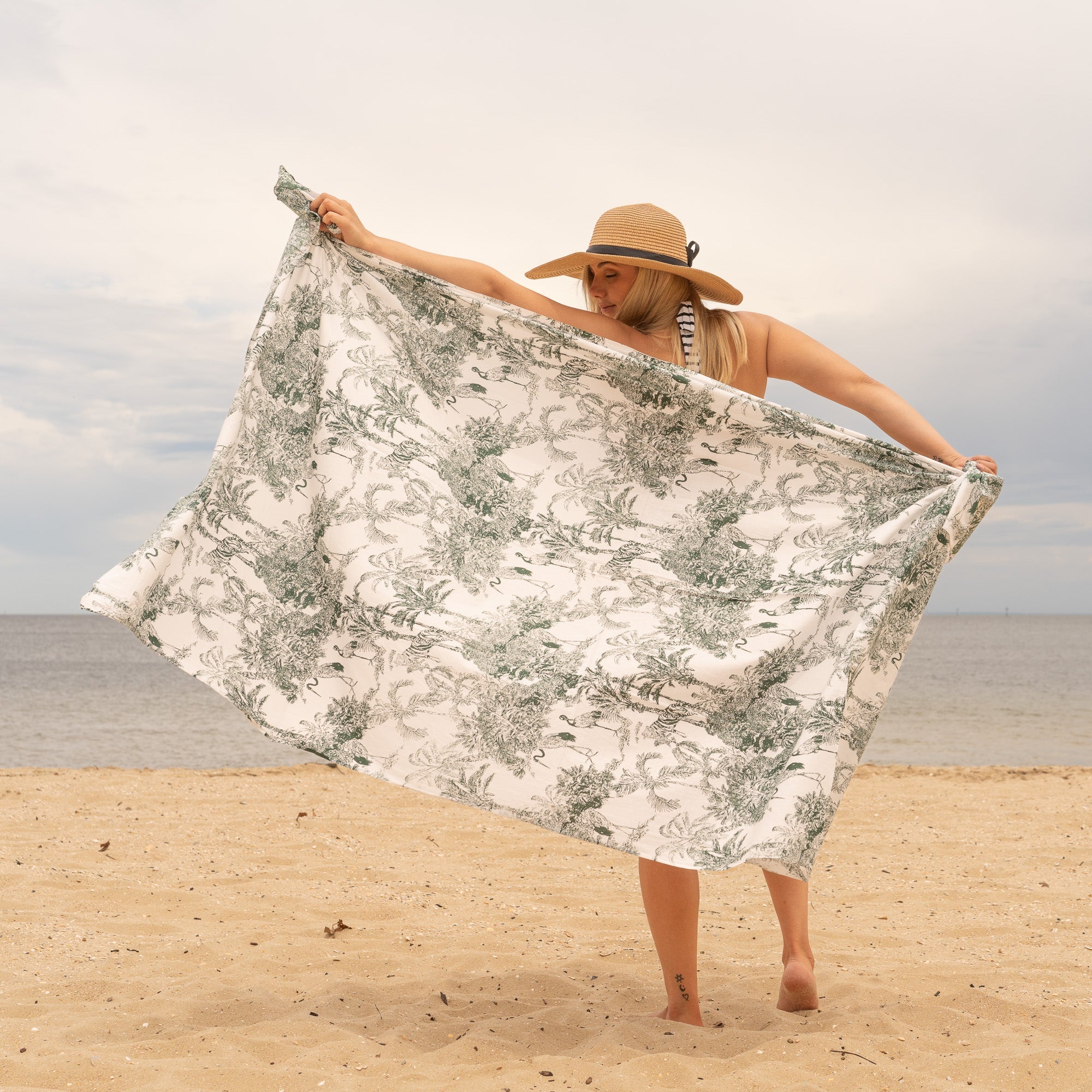 Beach Paradise Green 100% Cotton Sarong