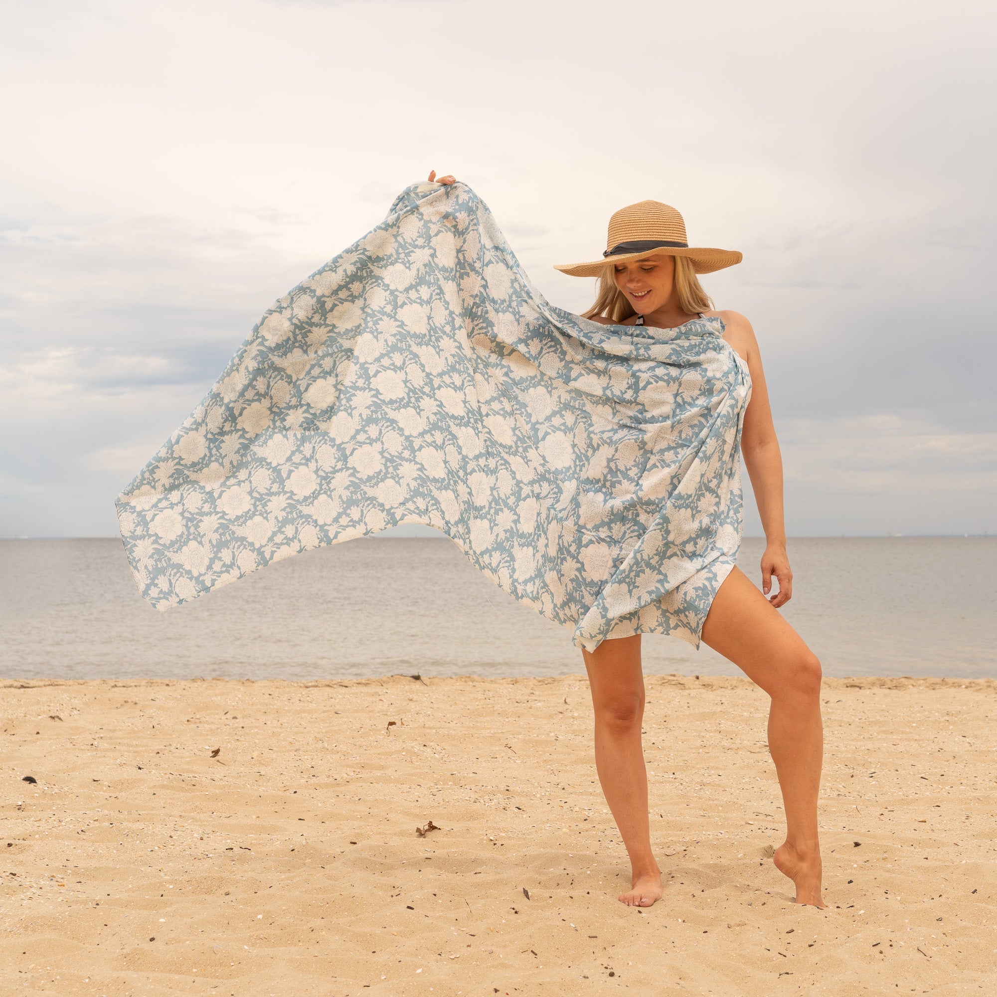 Blue Florals - 100% Cotton Sarong