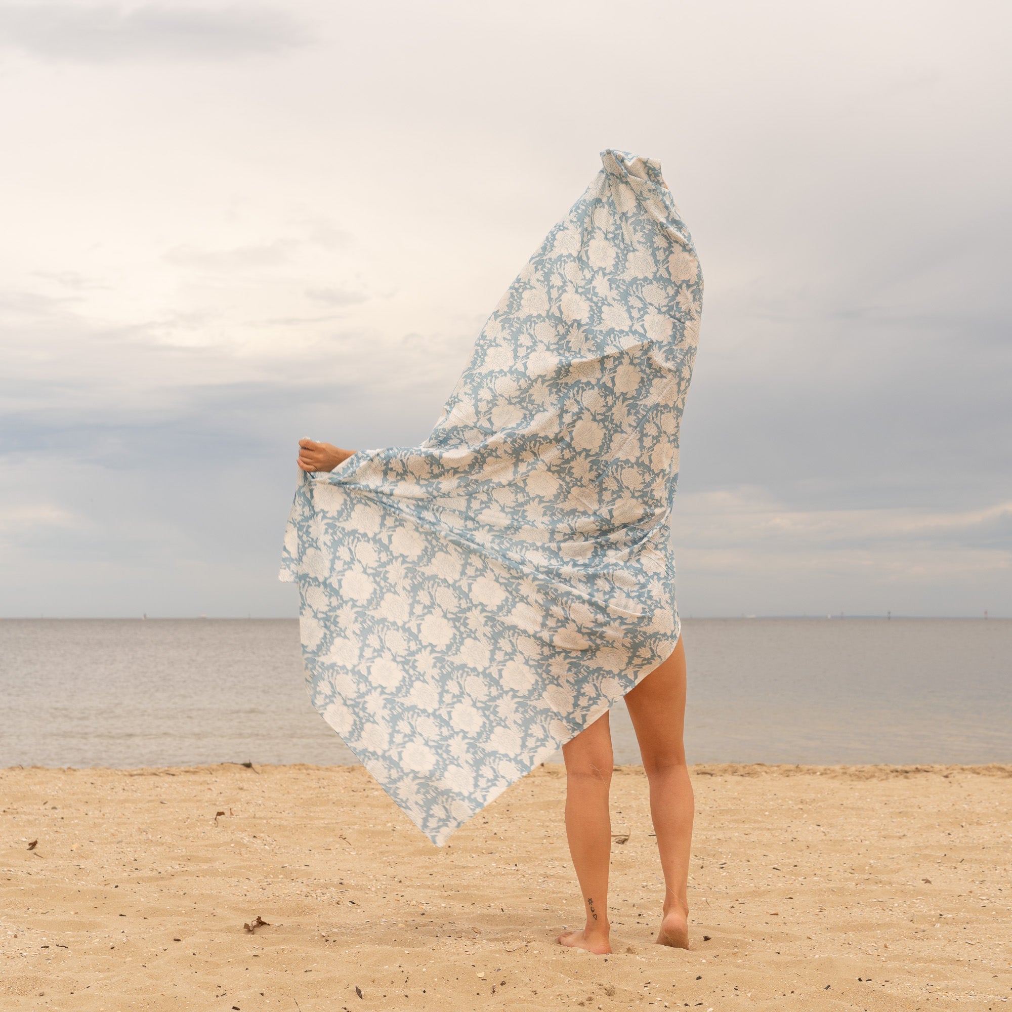 Blue Florals - 100% Cotton Sarong