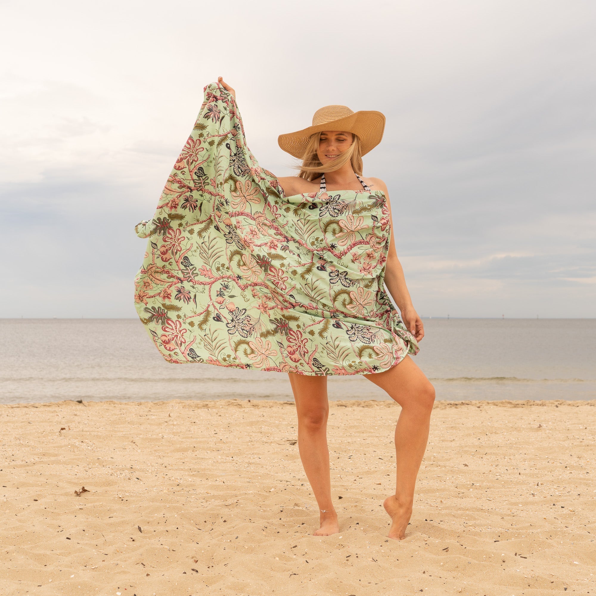 Green Florals - 100% Cotton Sarong