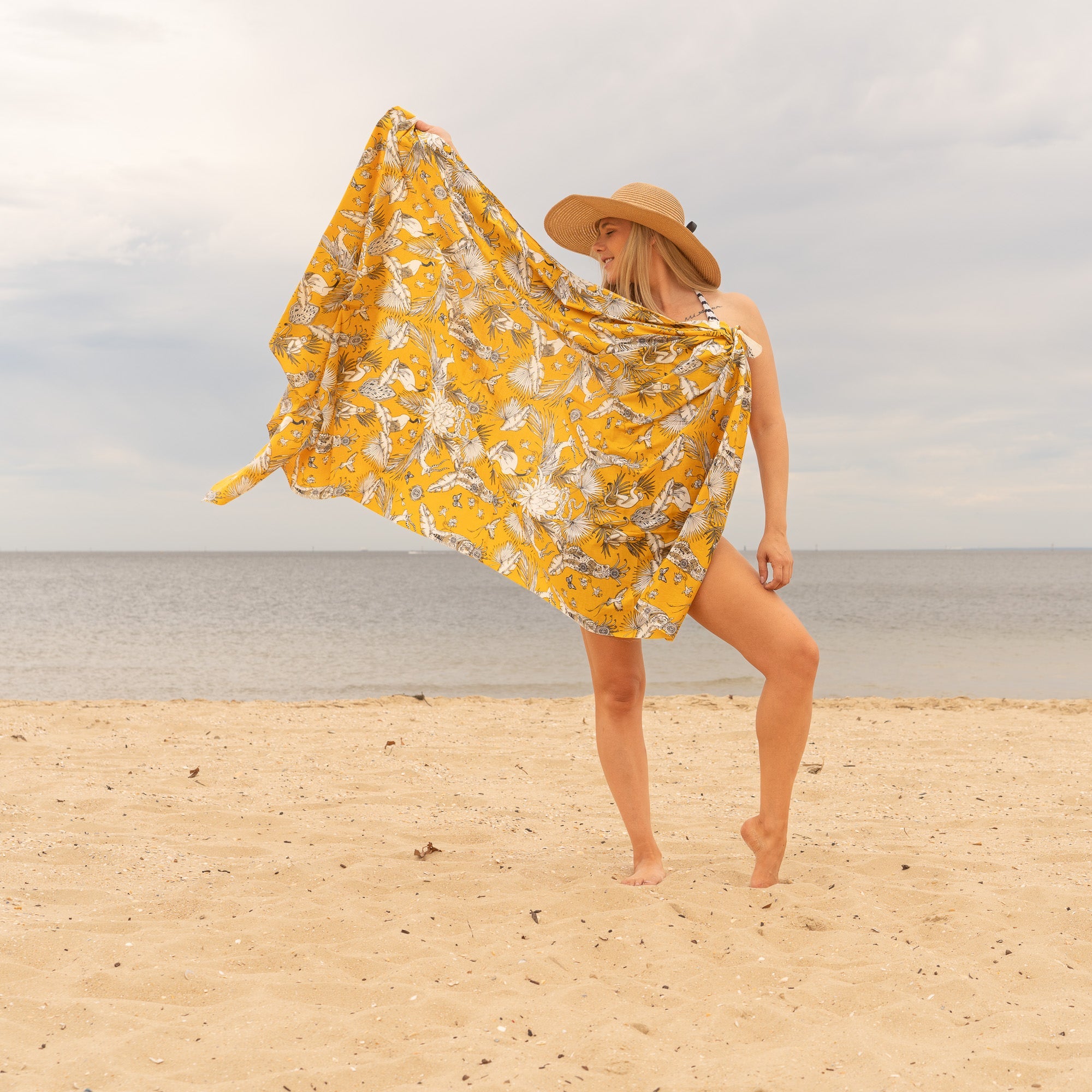 Mustard Florals  - 100% Cotton Sarong