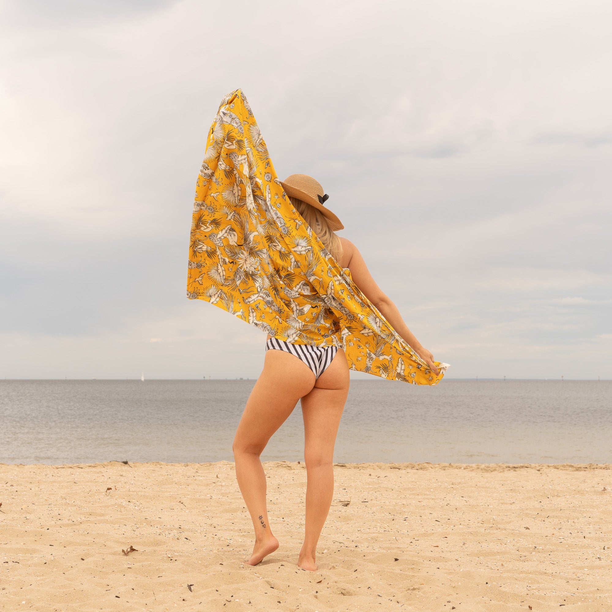 Mustard Florals  - 100% Cotton Sarong