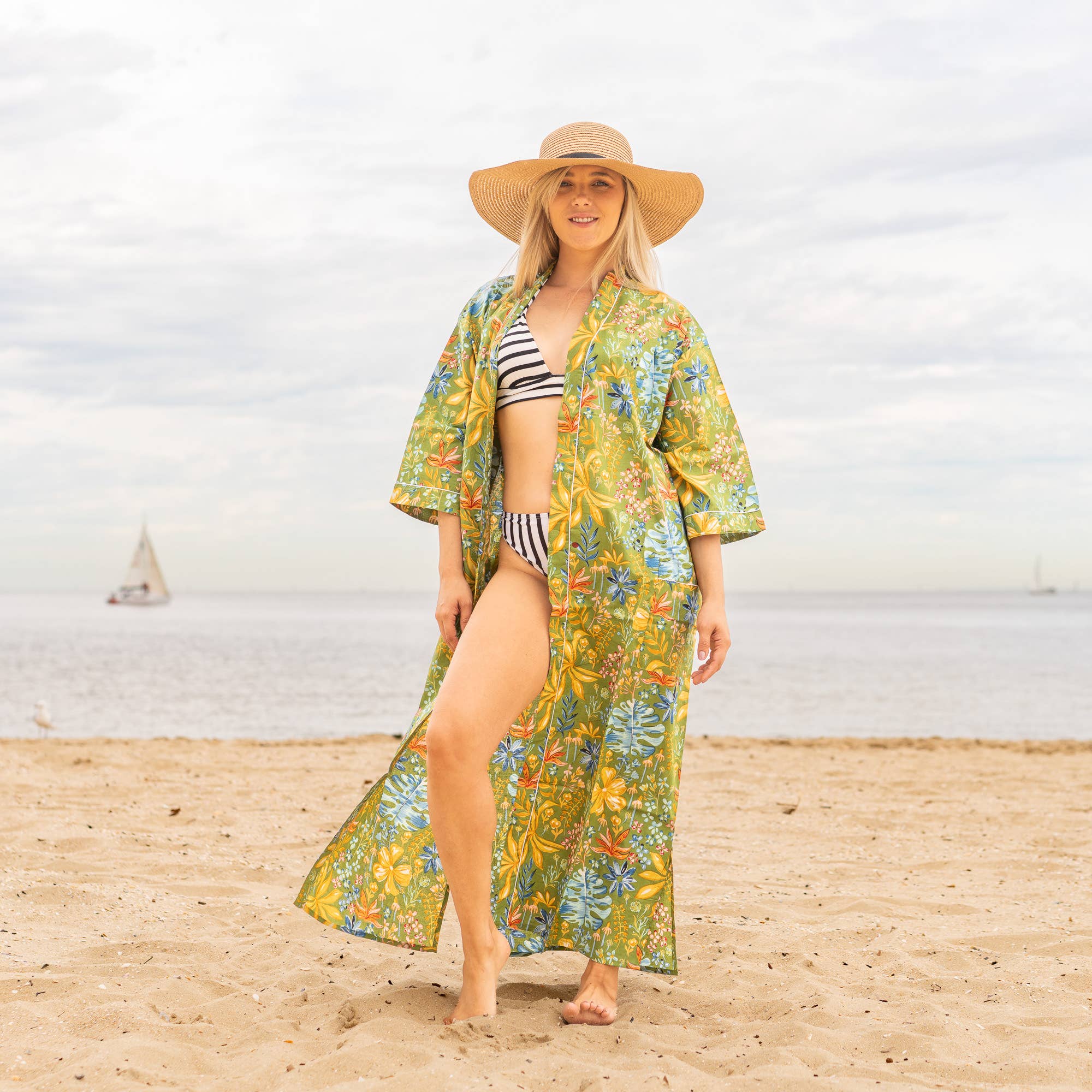 TROPICAL FLORAL' Women's Cotton Kimono Robe - Bright Style