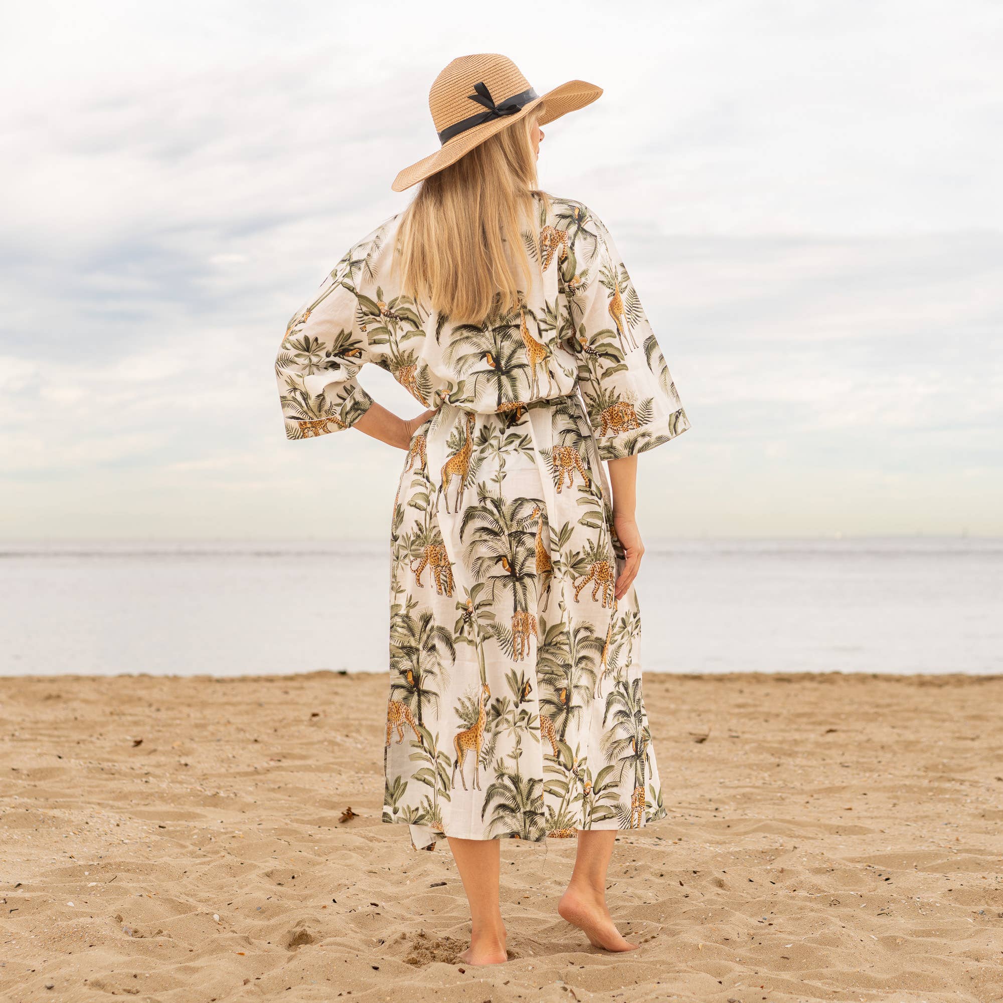 TROPICAL WHITE' Women's Cotton Kimono Robe - Island Chic