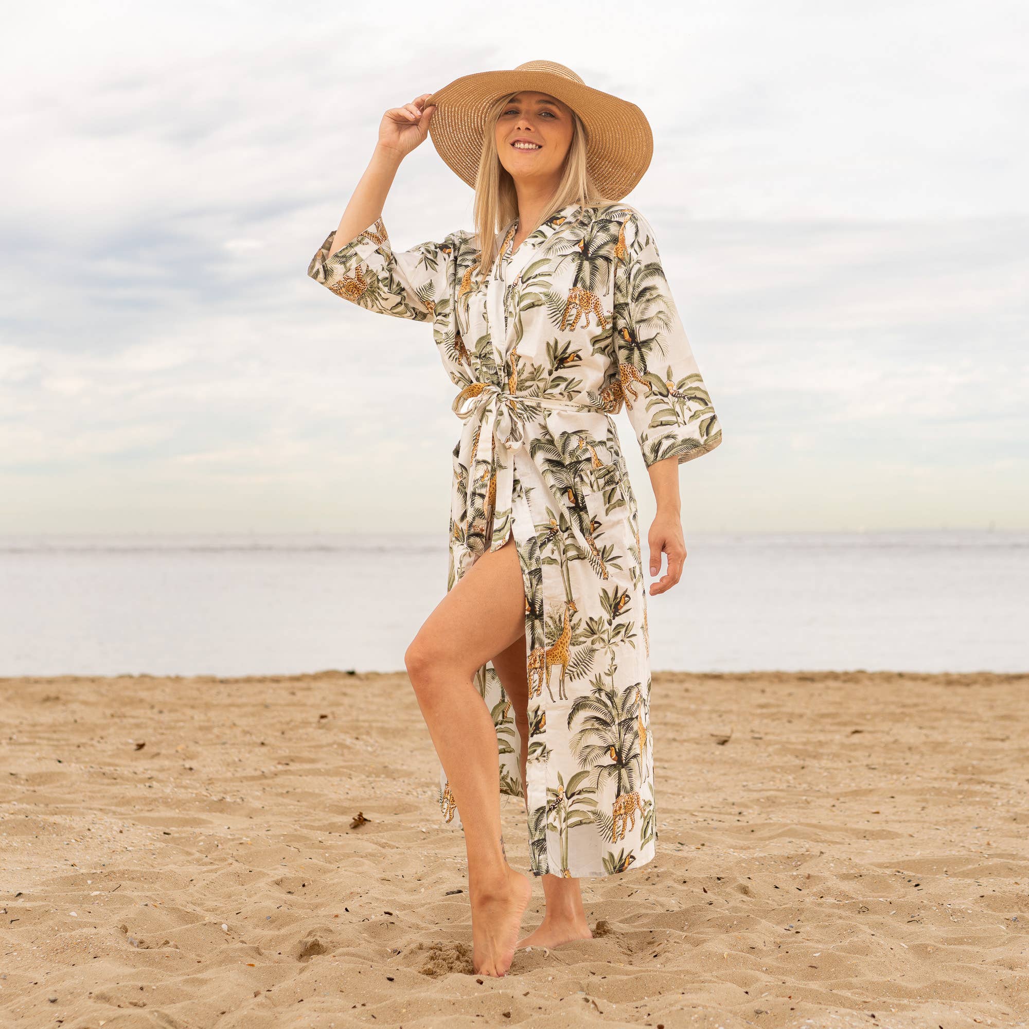 TROPICAL WHITE' Women's Cotton Kimono Robe - Island Chic