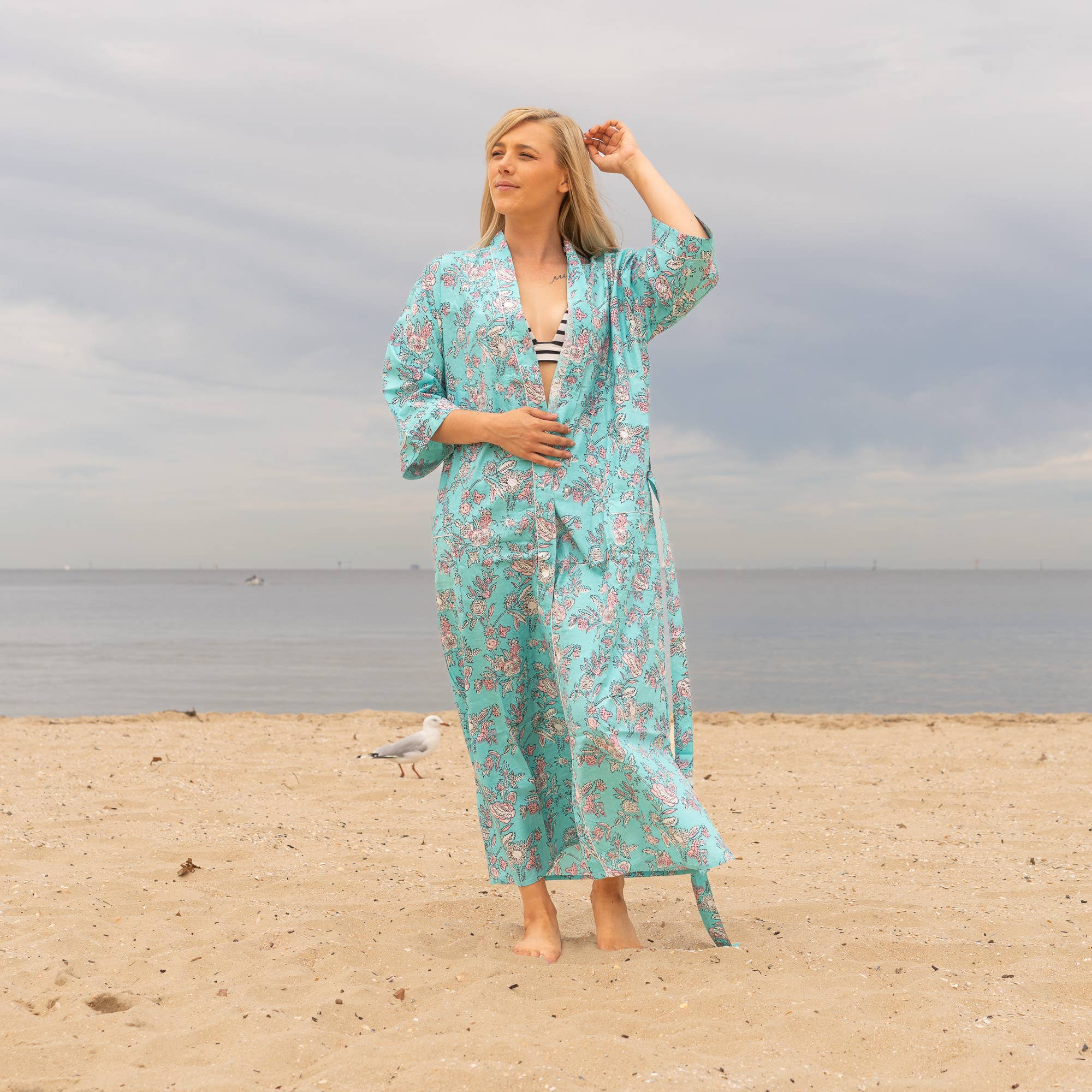 FRIDA BLUES' Women's Cotton Kimono Robe - Colourful Style