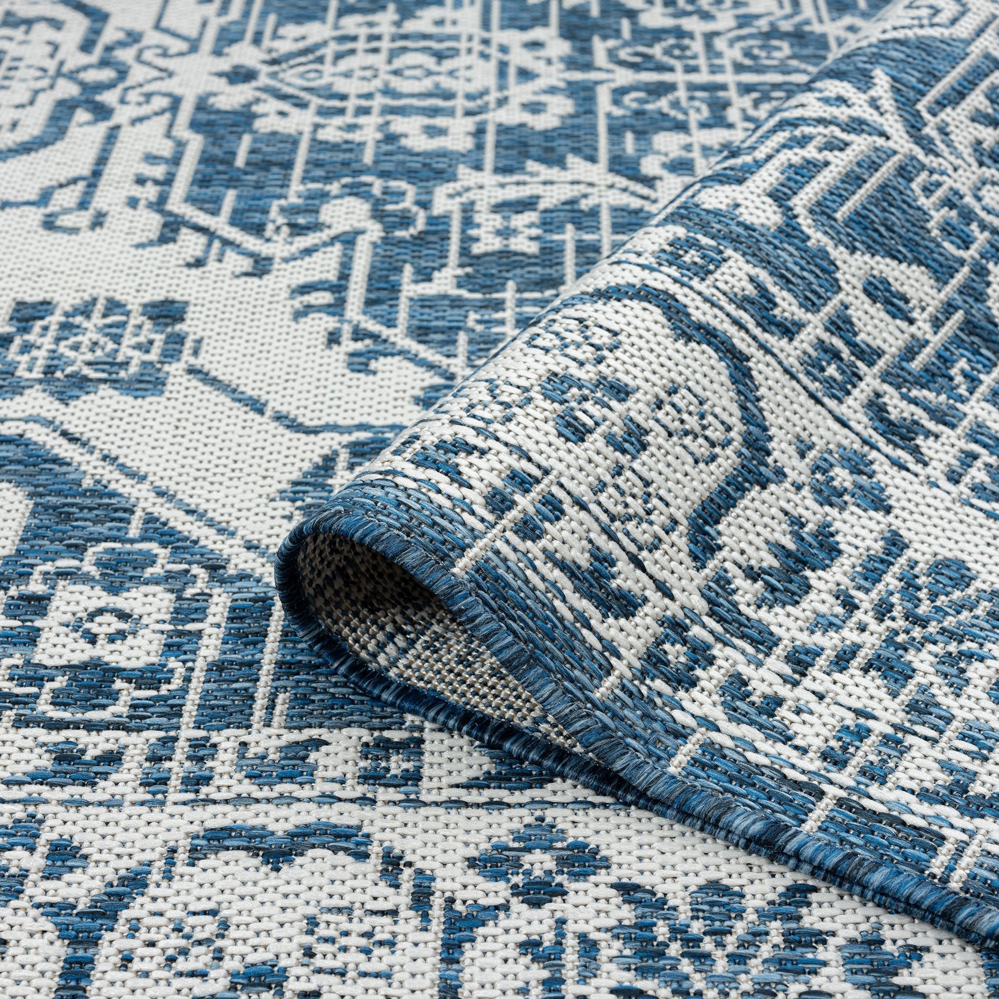 Patio 455 Denim Blue Rug - Modern Boho Floor Rug