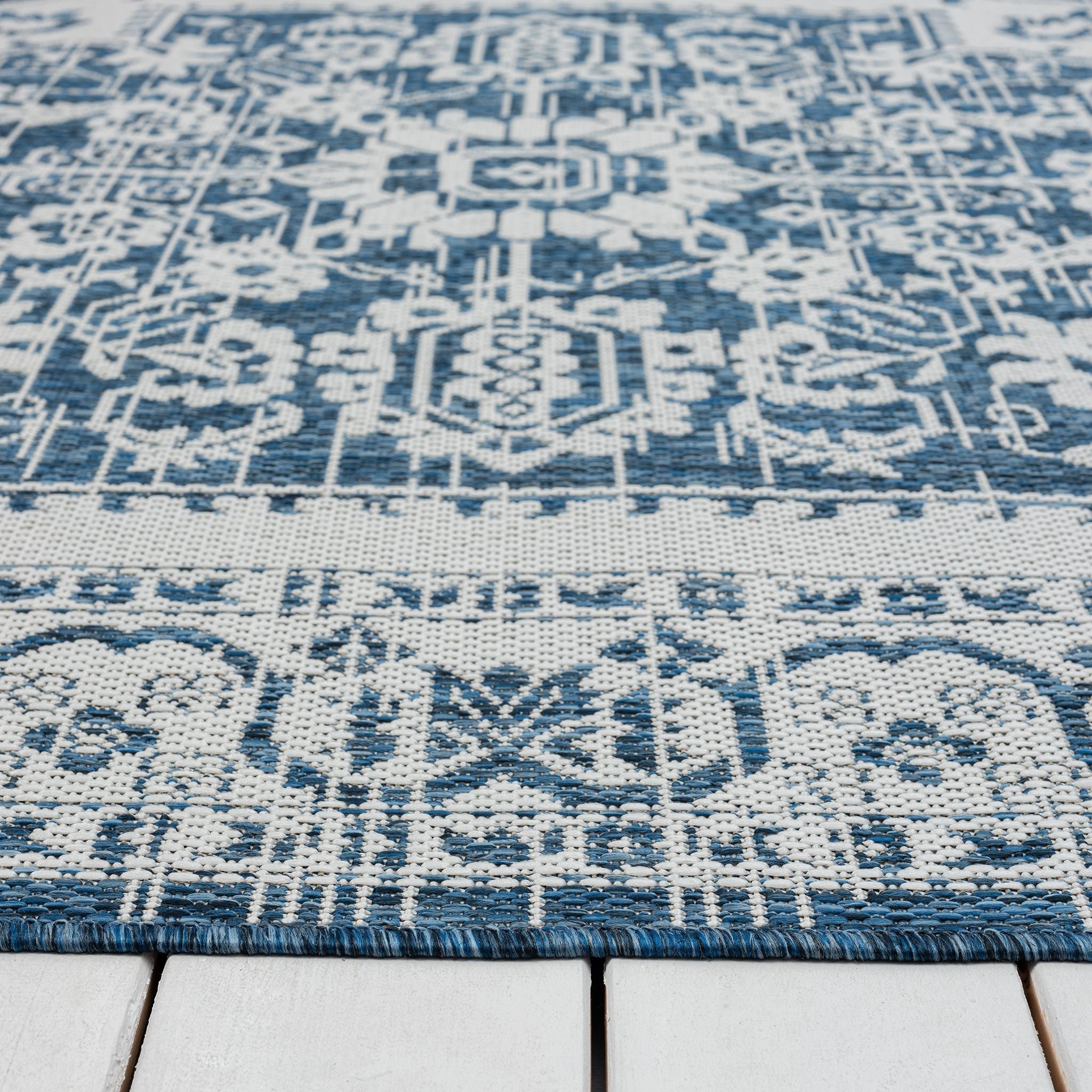 Patio 455 Denim Blue Rug - Modern Boho Floor Rug