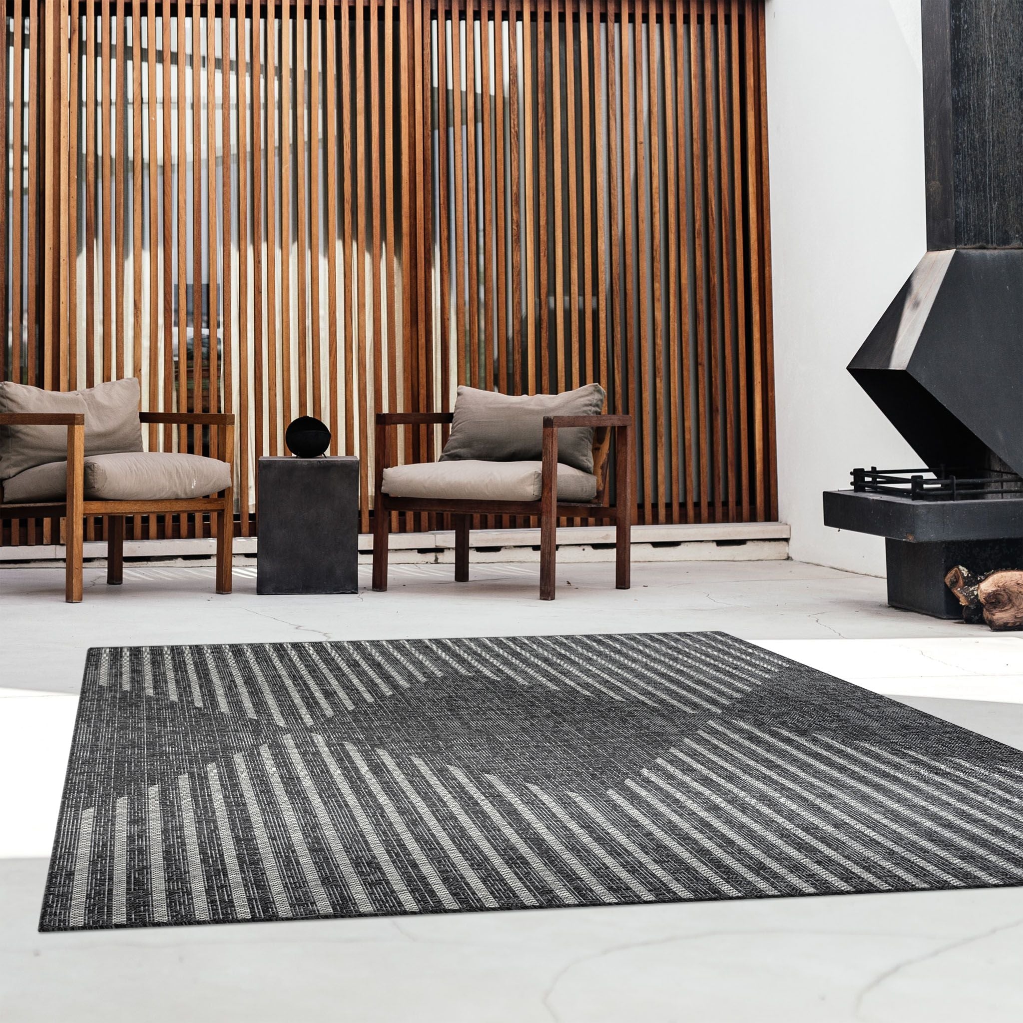 Alfresco 425 Ebony Black Rug - Modern Dark Accent Rug