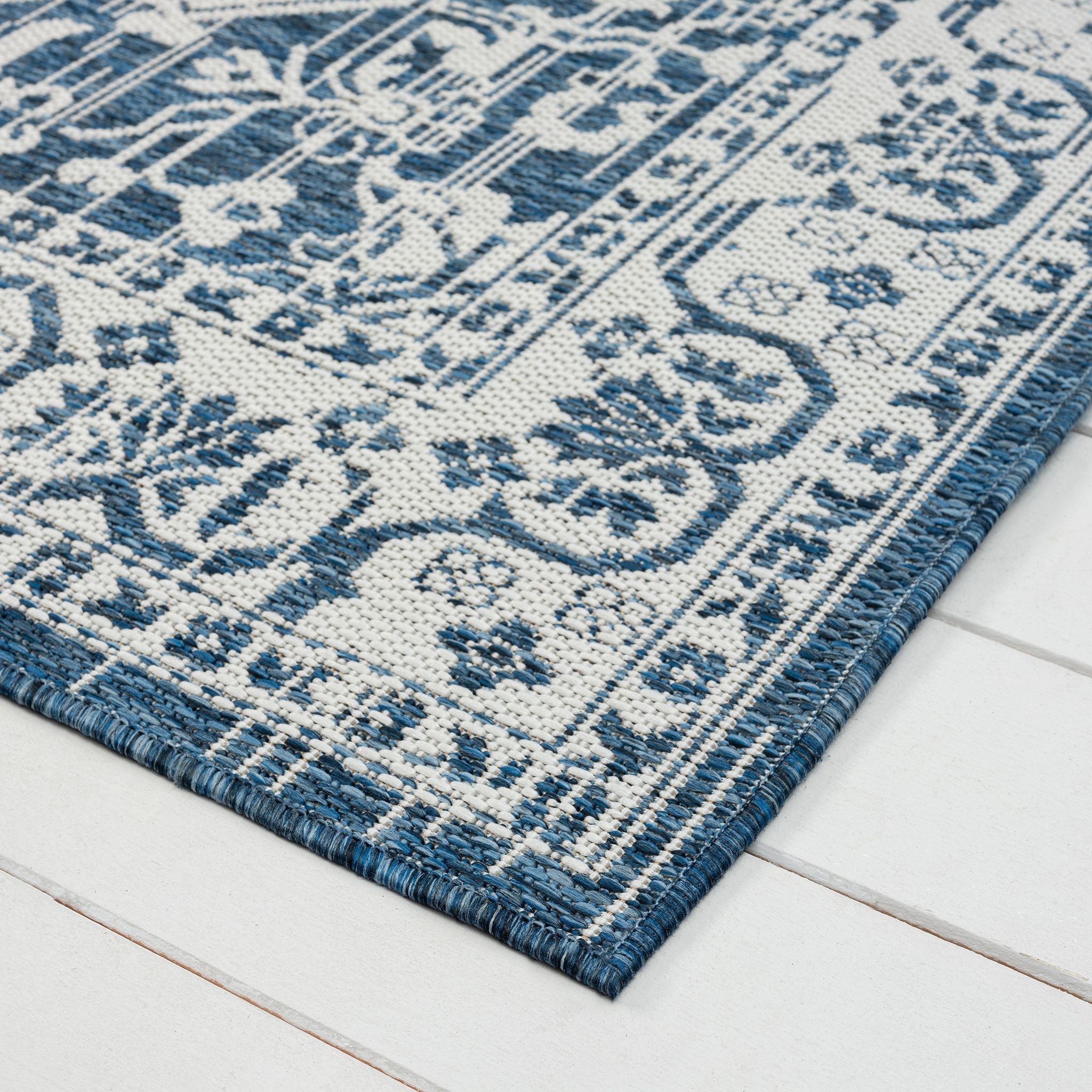 Patio 455 Denim Blue Rug - Modern Boho Floor Rug