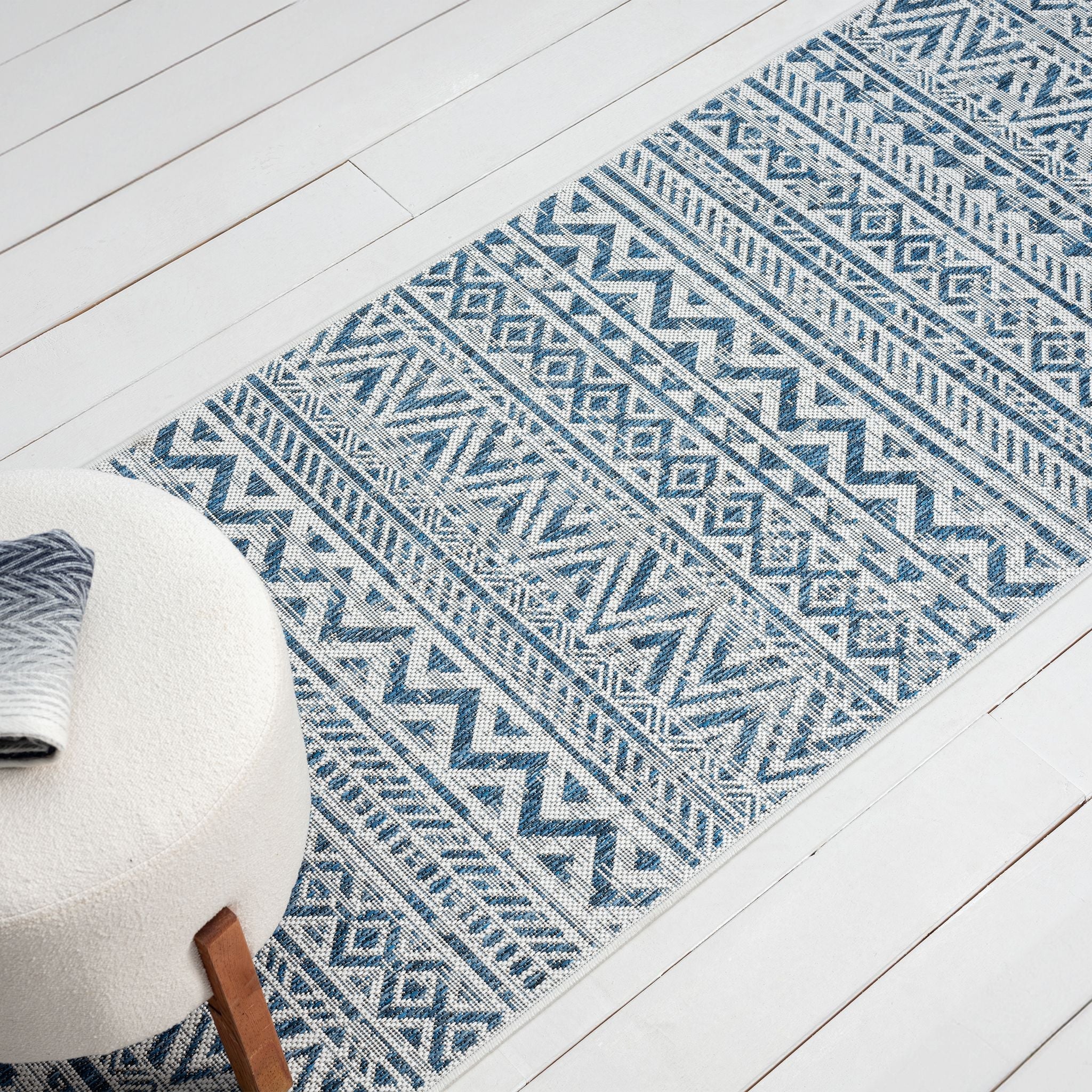 Patio 453 Frost Light Blue Runner Rug - Hallway Accent