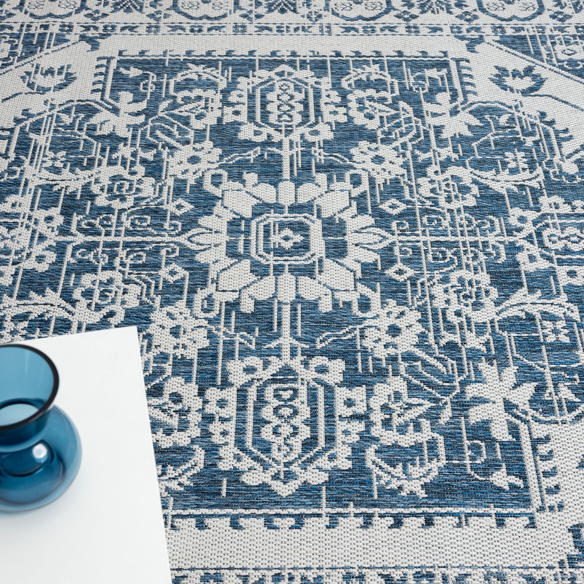 Patio 455 Denim Blue Rug - Modern Boho Floor Rug