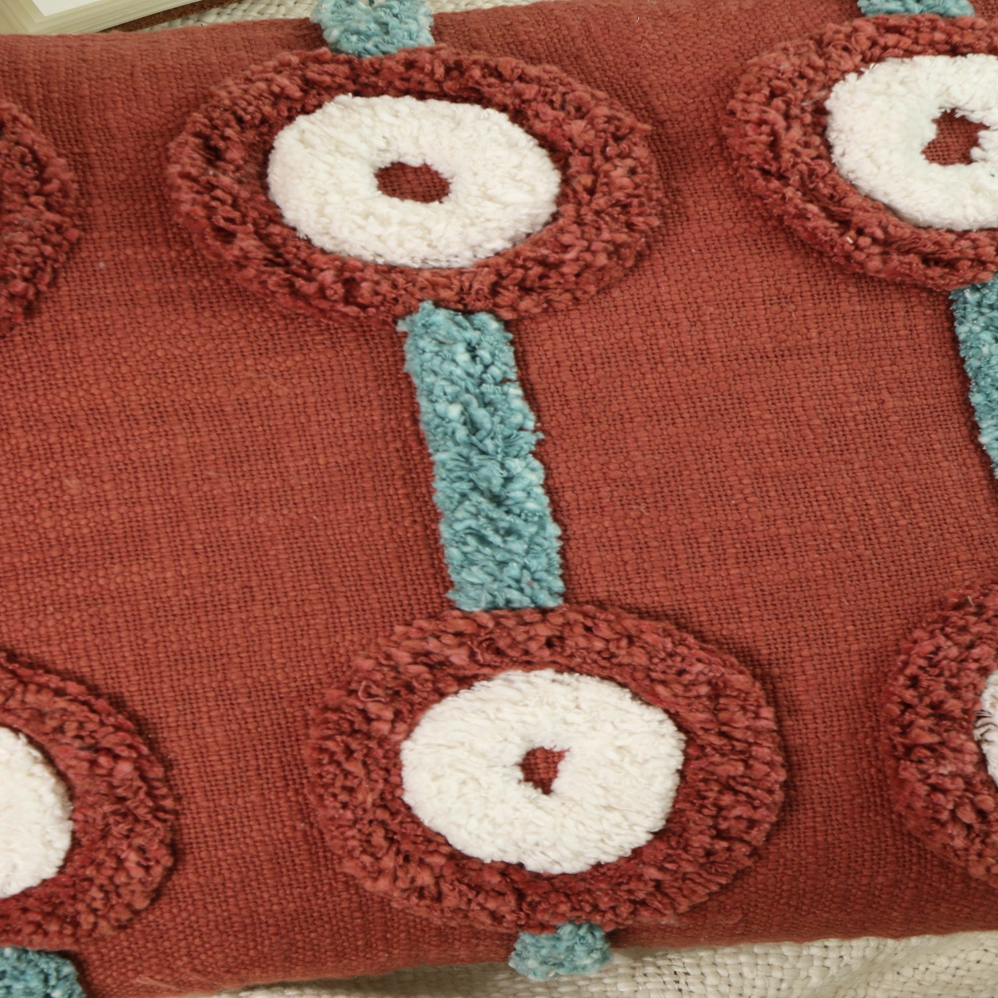 Red Boho Moroccan Tassels Cushion Cover