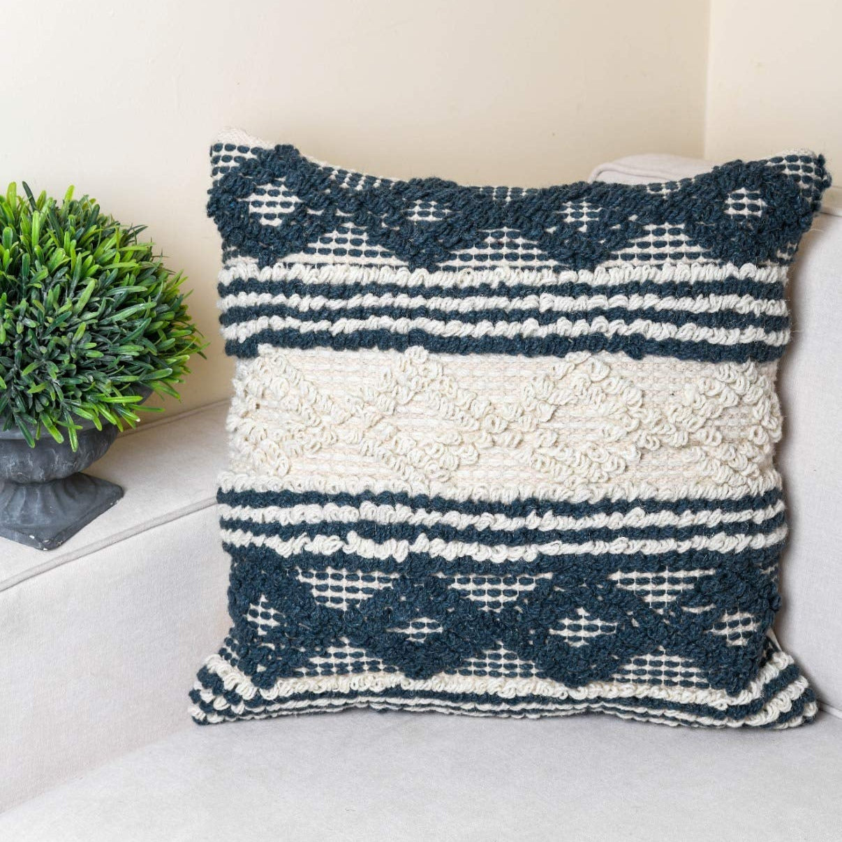 Moroccan Magic Wool Cushion Cover - Handwoven