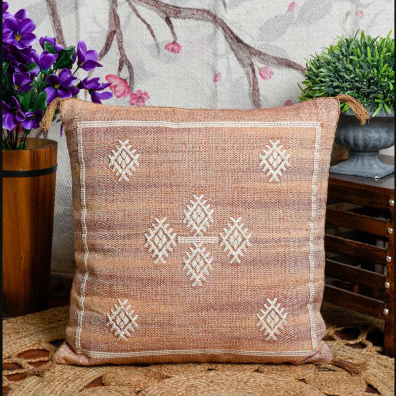 Embroidered Boho Moroccan Tassels Cushion Cover