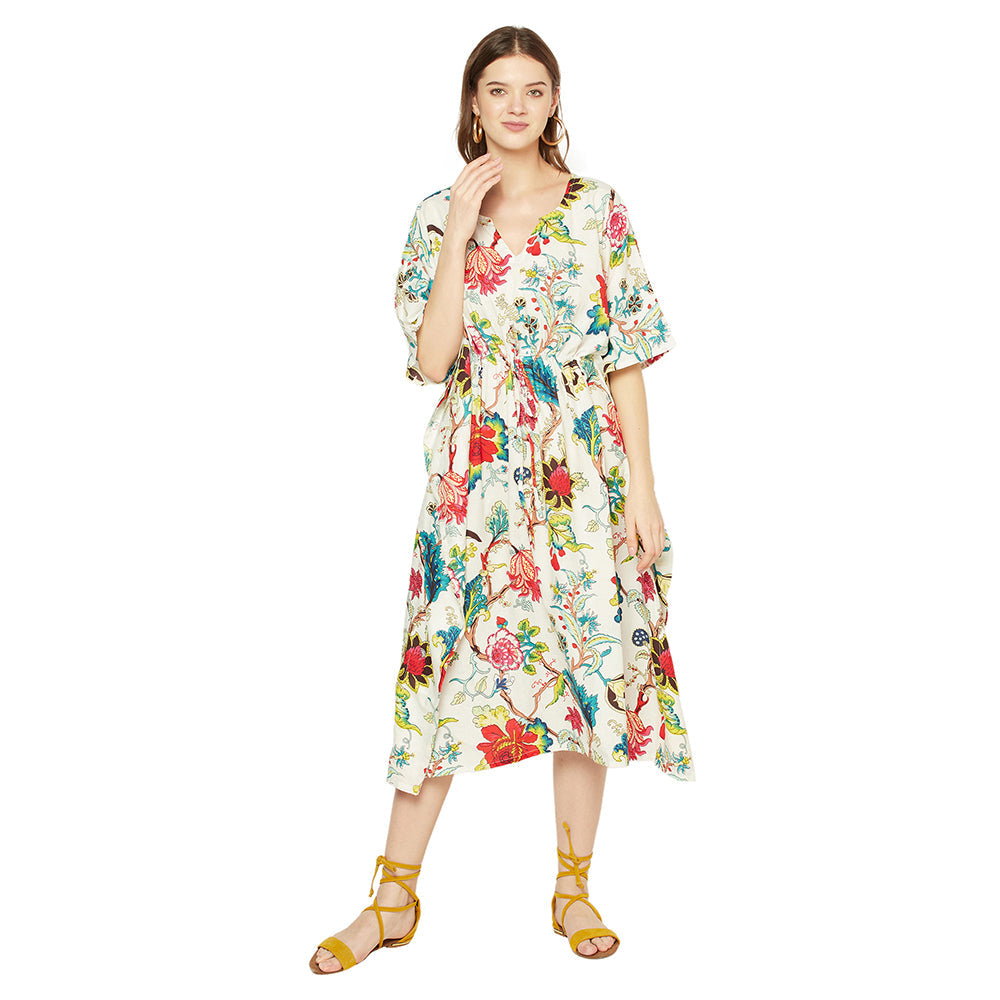 Floral Siesta Cotton Kaftan - 100% Cotton