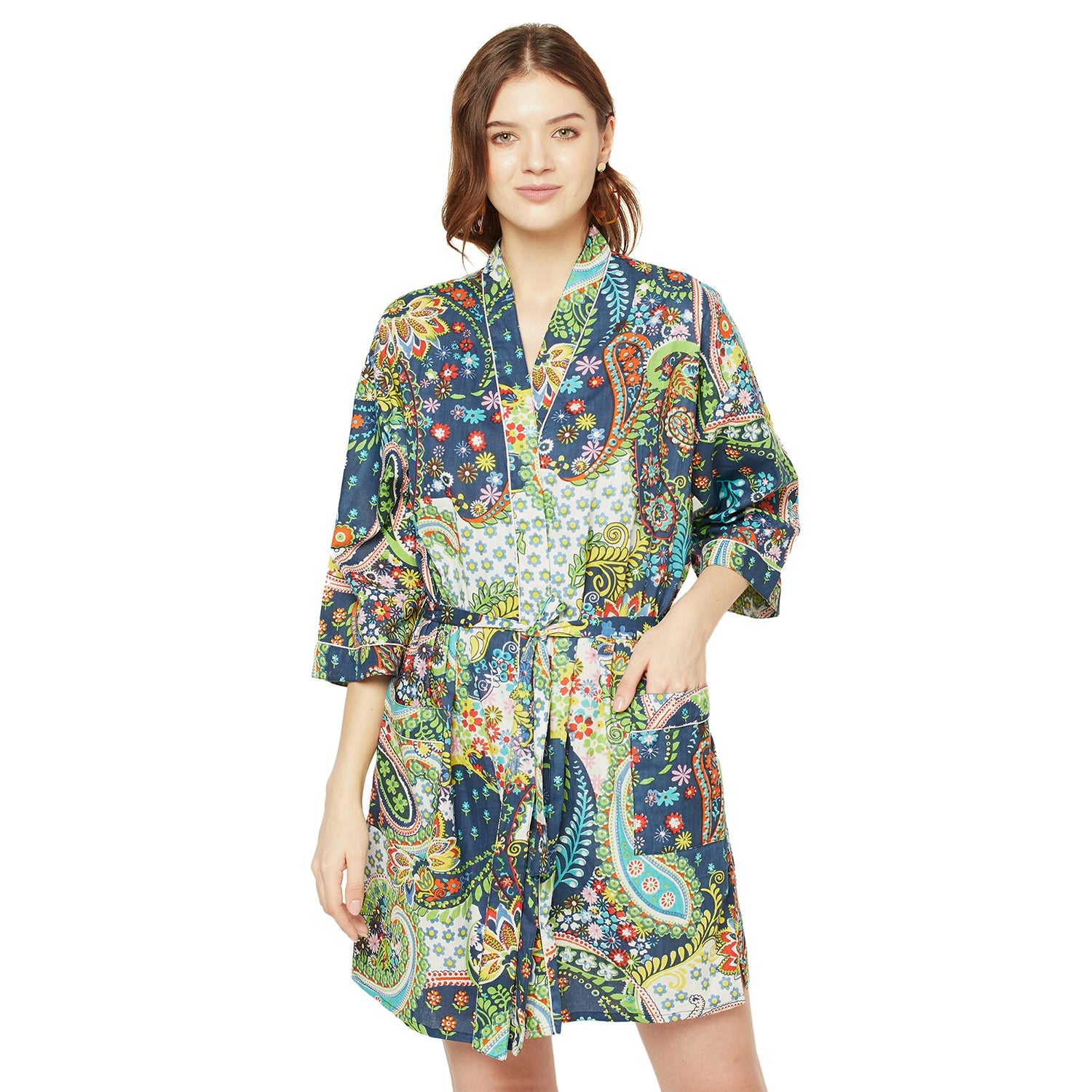 Floral Retreat 100% Cotton Kimono Robe