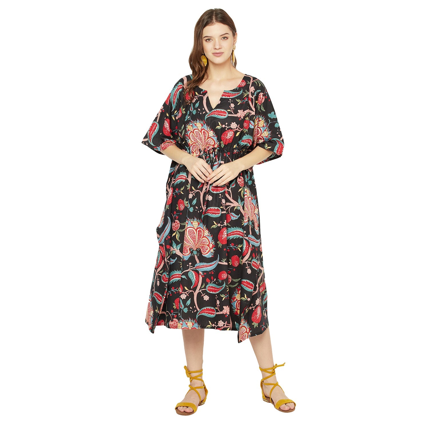 Midnight Blooms - 100% Cotton Kaftan