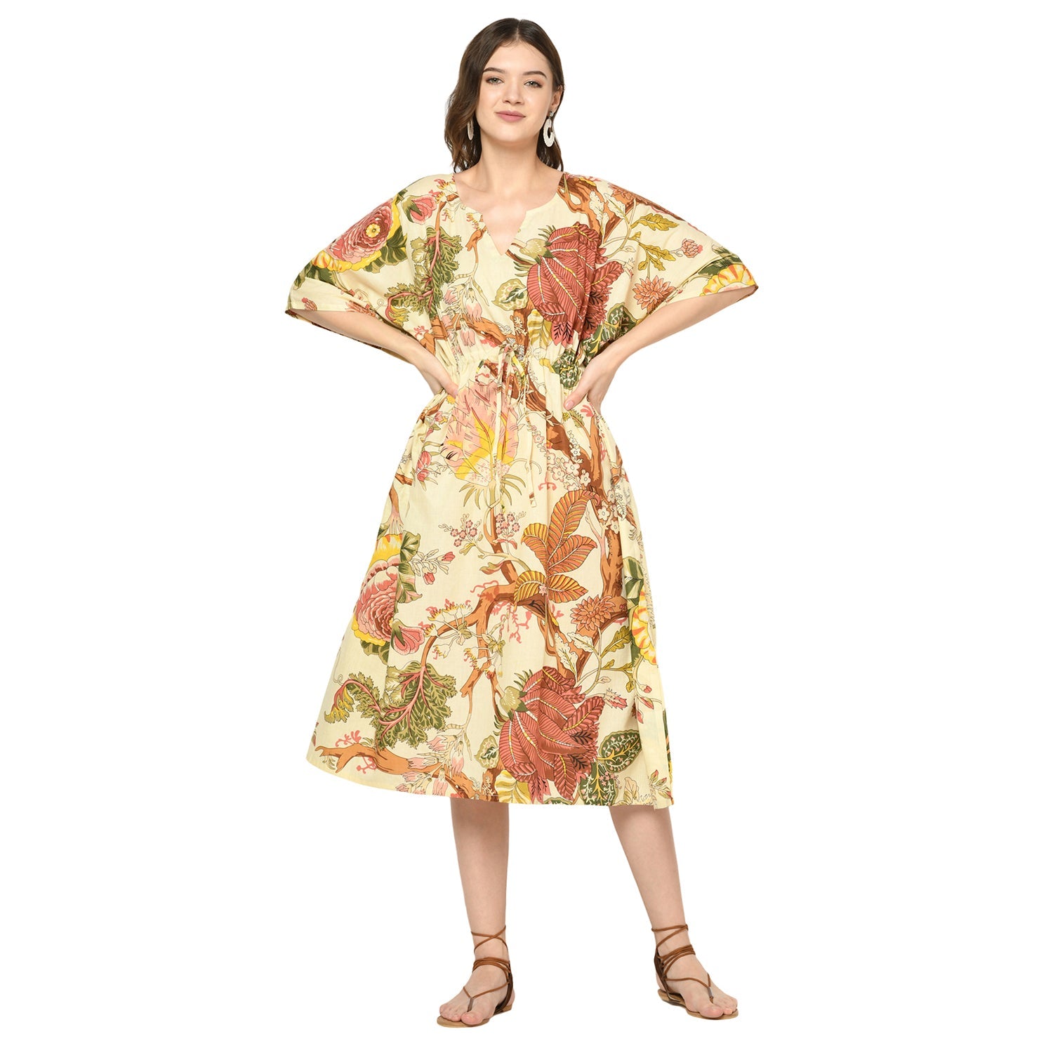 Wildflower Whimsy Cotton Kaftan - 100% Cotton