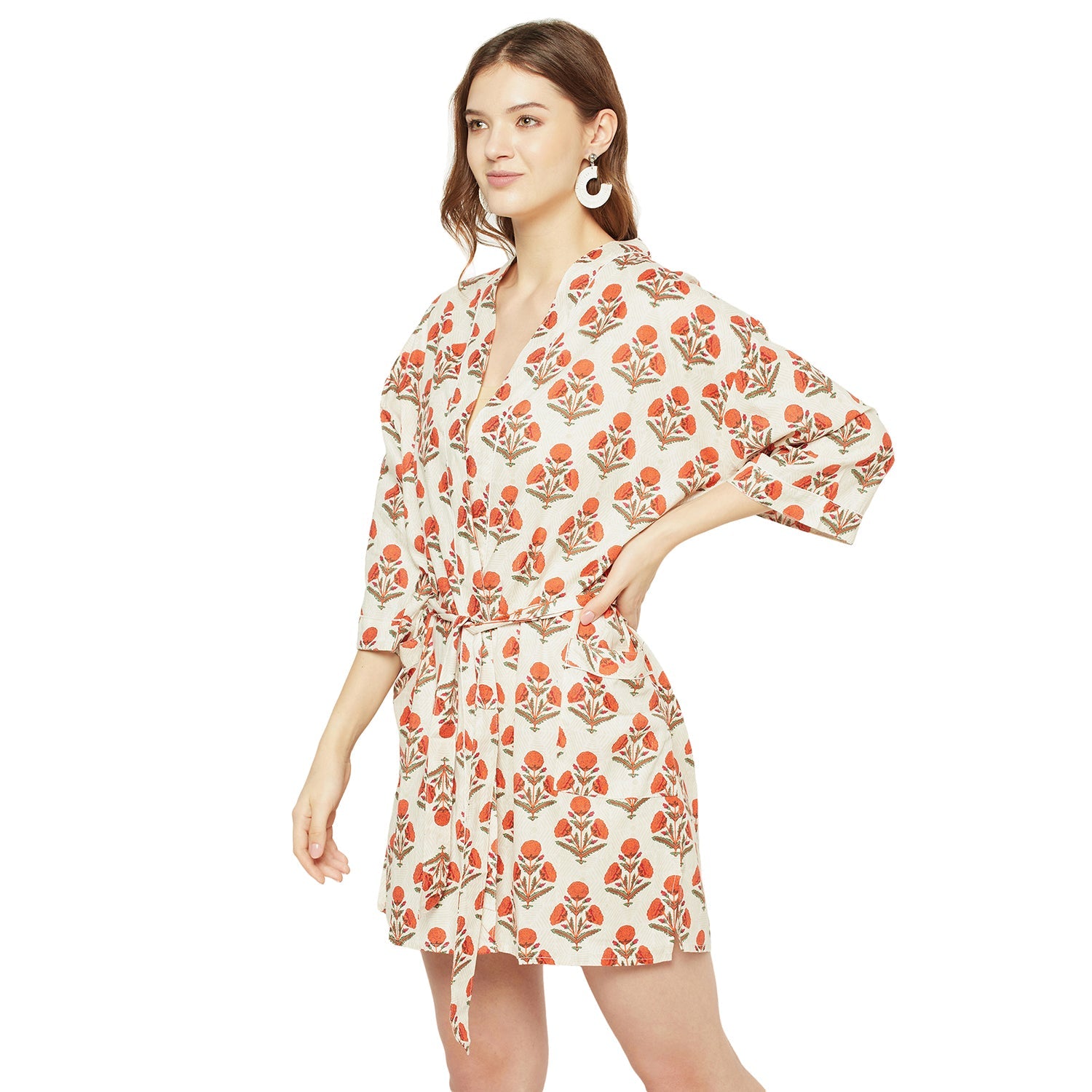 Red Blooms - 100% Cotton Kimono Robe