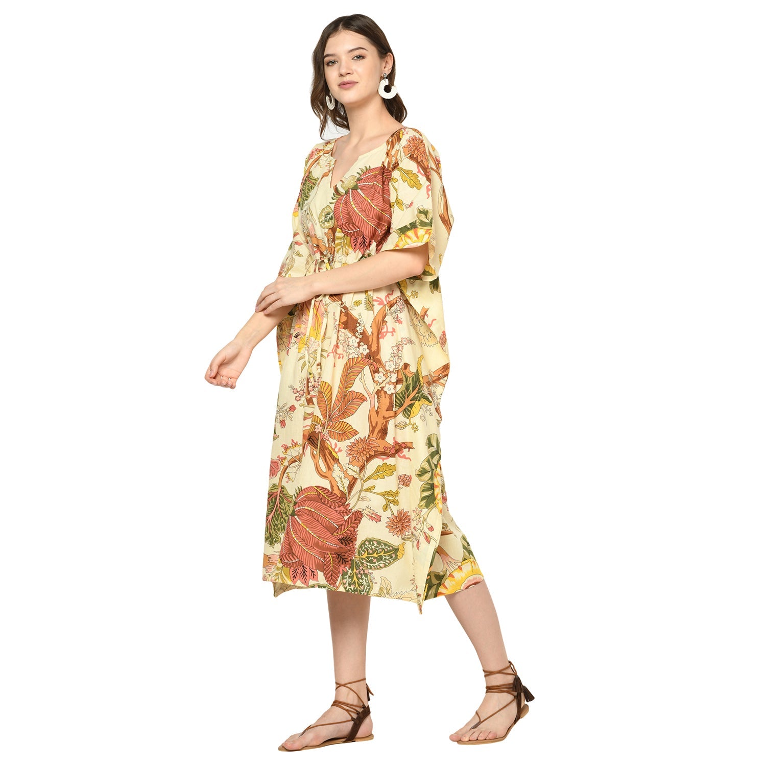 Wildflower Whimsy Cotton Kaftan - 100% Cotton