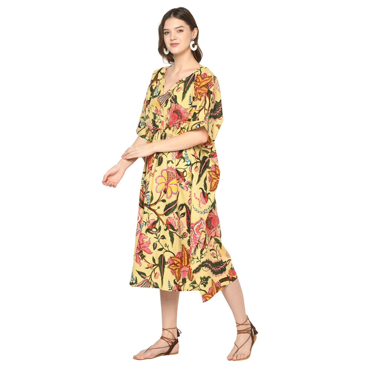 Floral Fiesta Cotton Kaftan - 100% Cotton