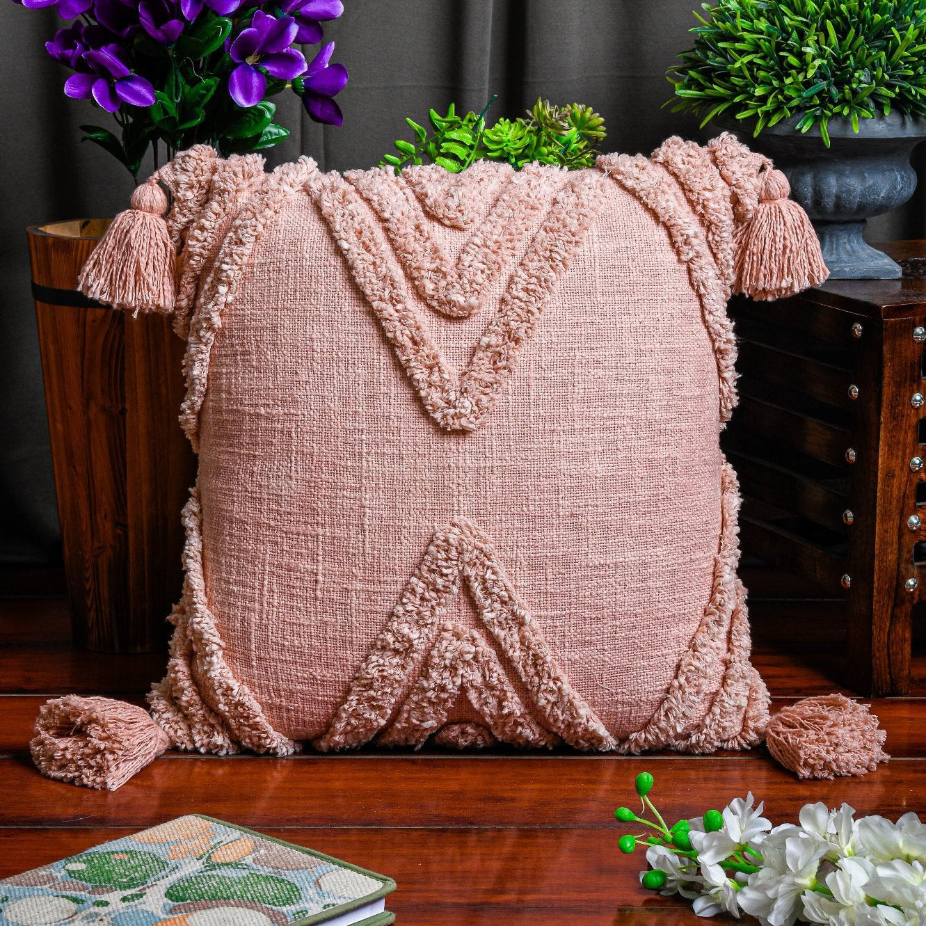 Tasseled Dreams Wool Cushion Cover - Handwoven