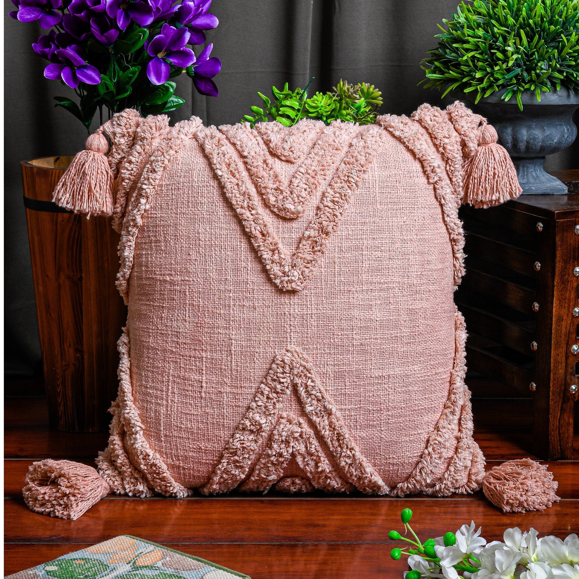 Cozy Boho Comfort Wool Cushion Cover - Handwoven