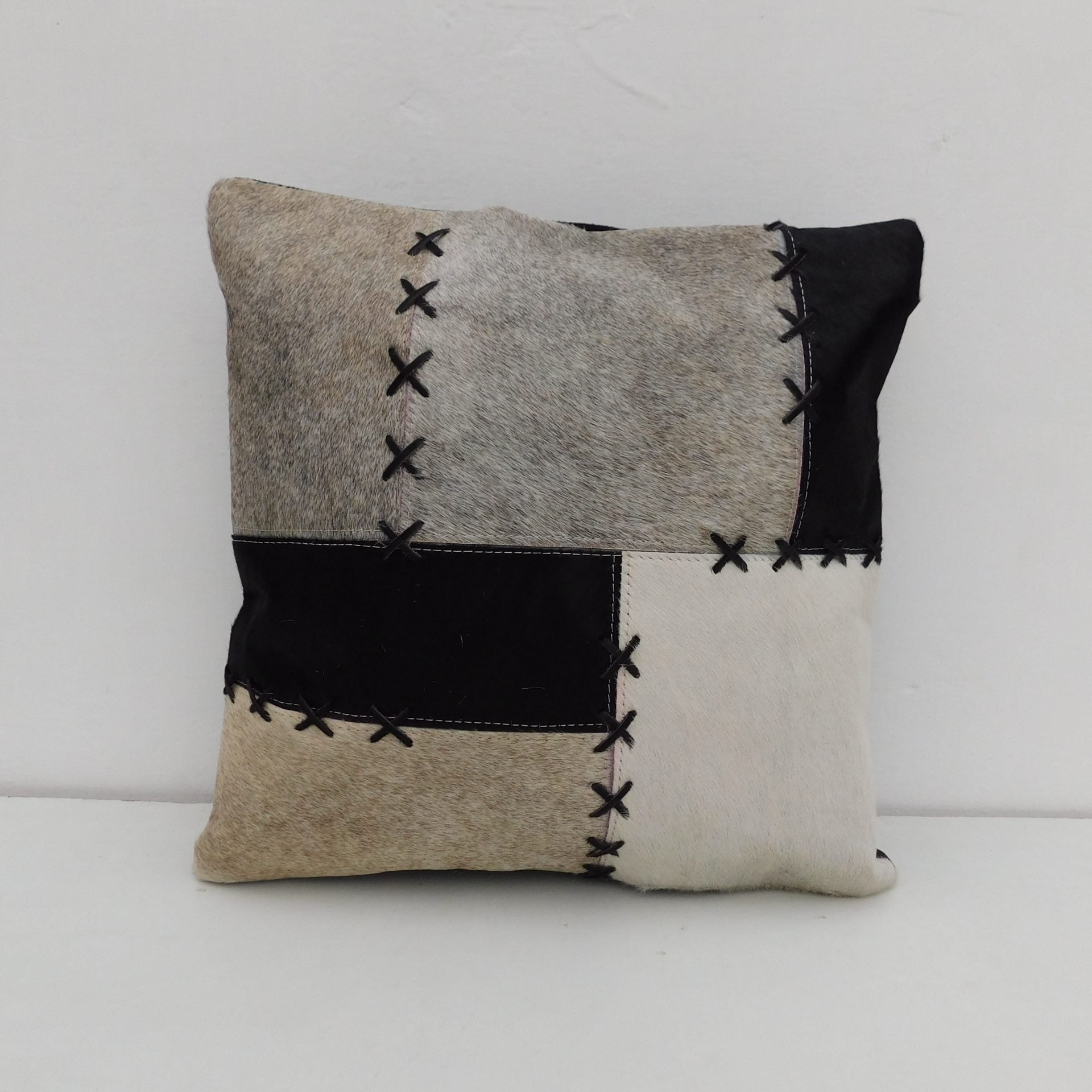 Black Crosses - Exotic Cowhide Cushion Cover