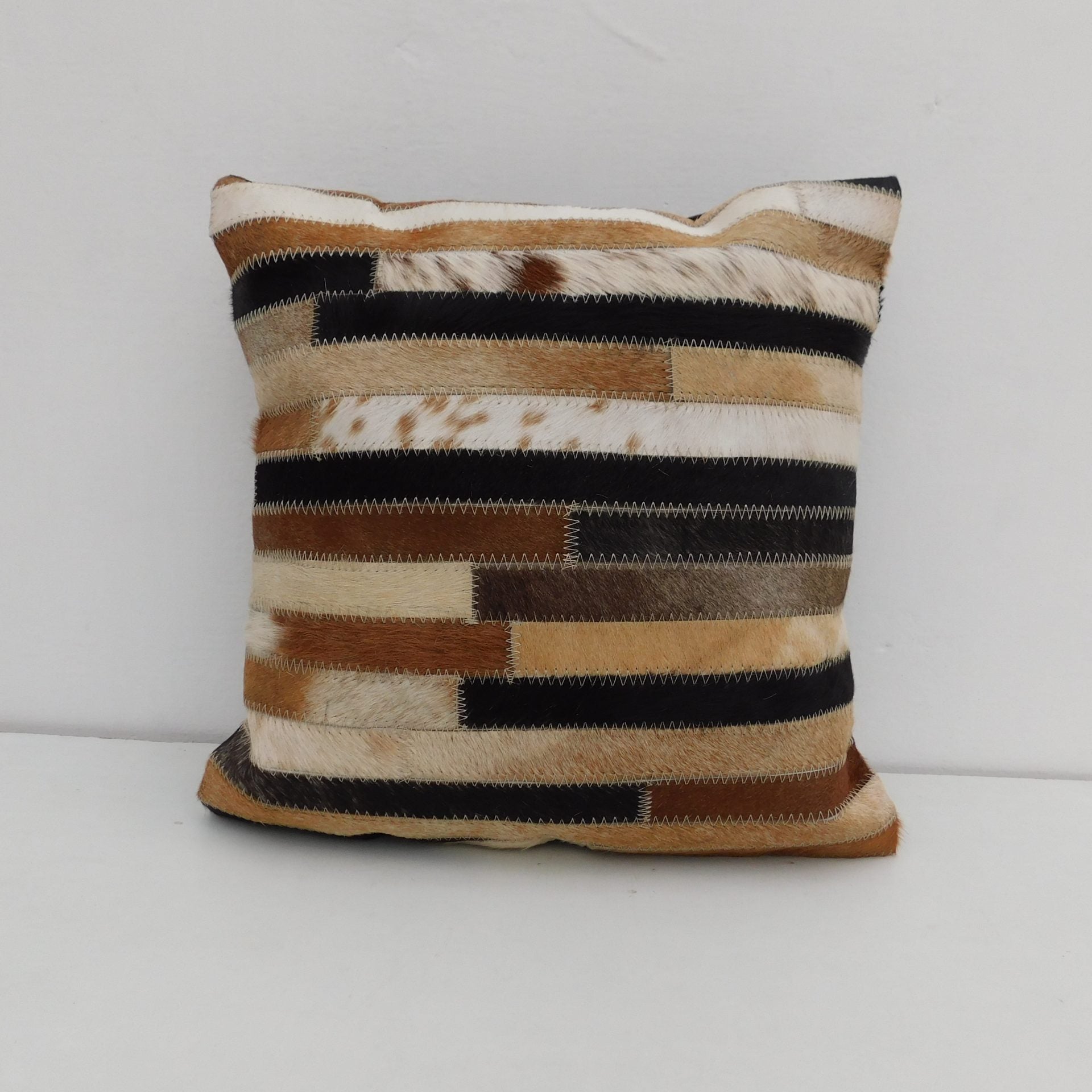 Brown Block - Exotic Cowhide Cushion Cover