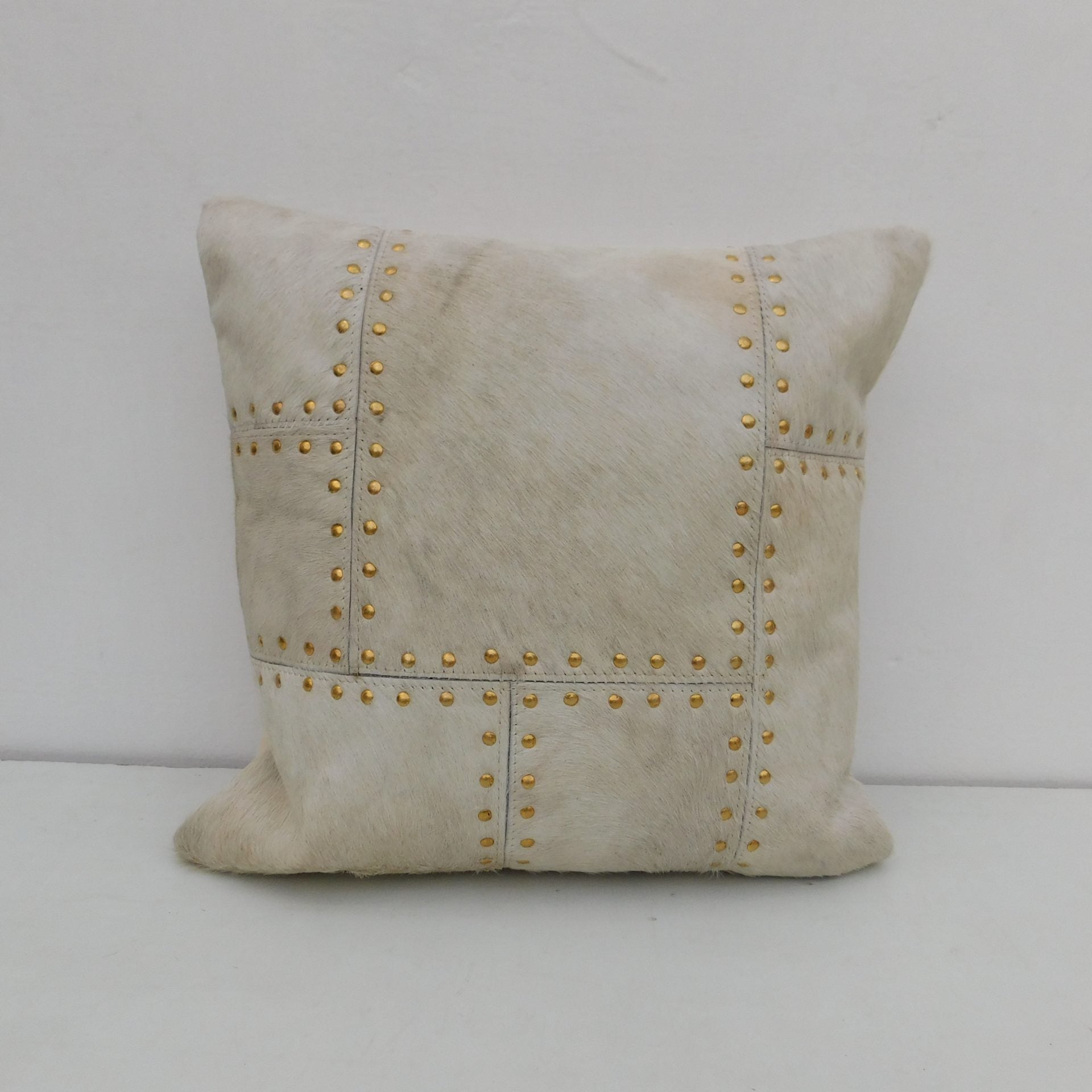 White Buttons - Exotic Cowhide Cushion Cover