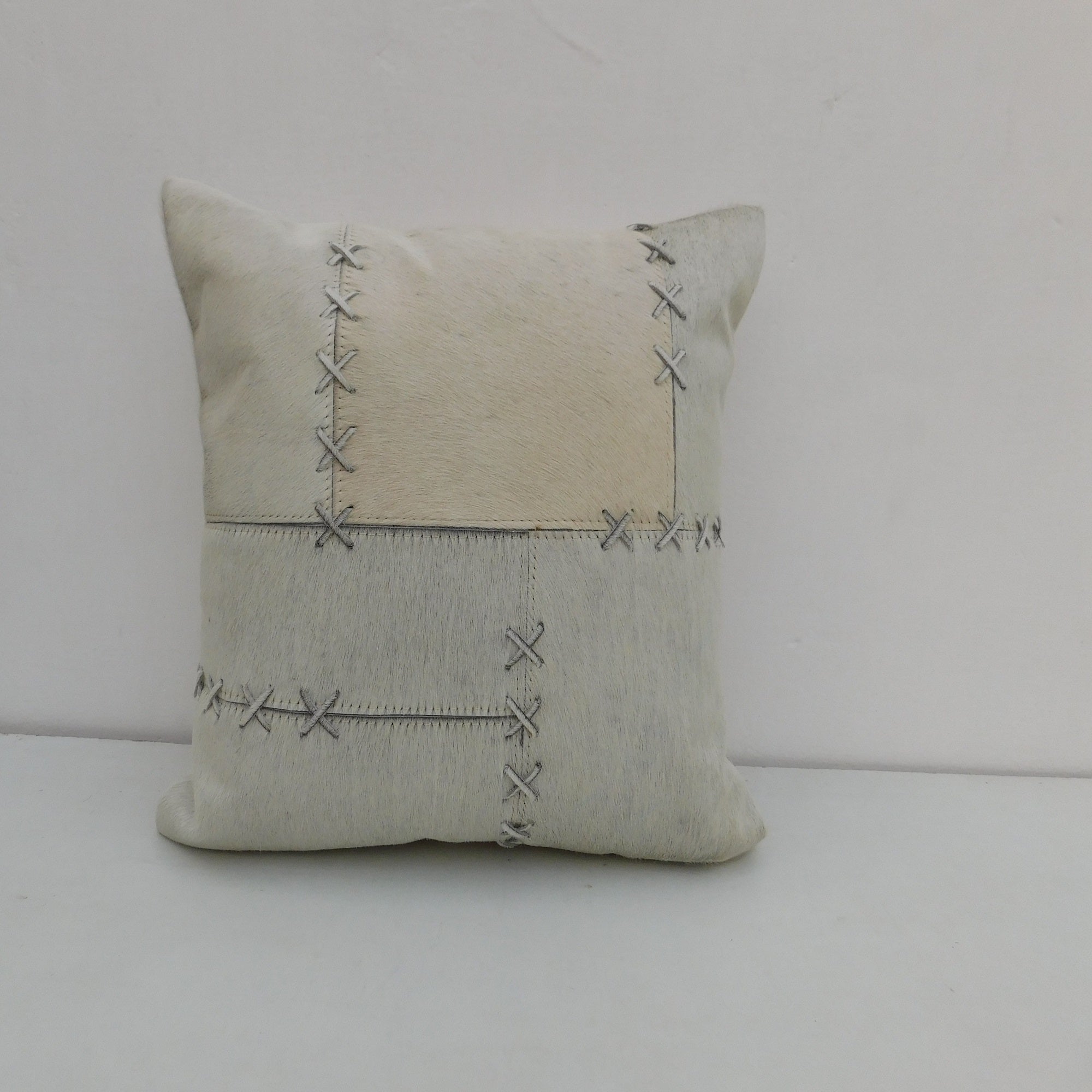 Grey Crosses - Exotic Cowhide Cushion Cover