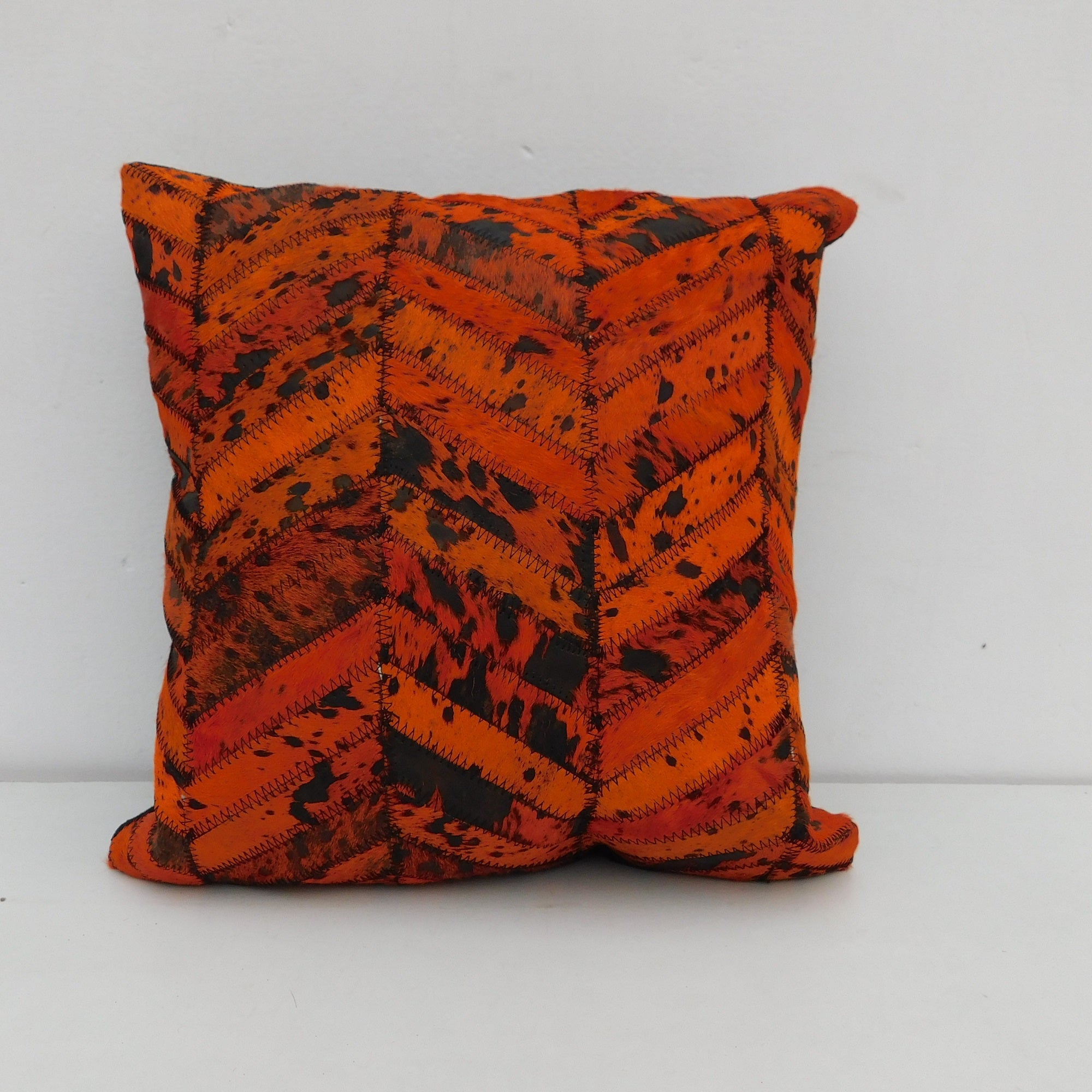 Orange - Exotic Cowhide Cushion Cover