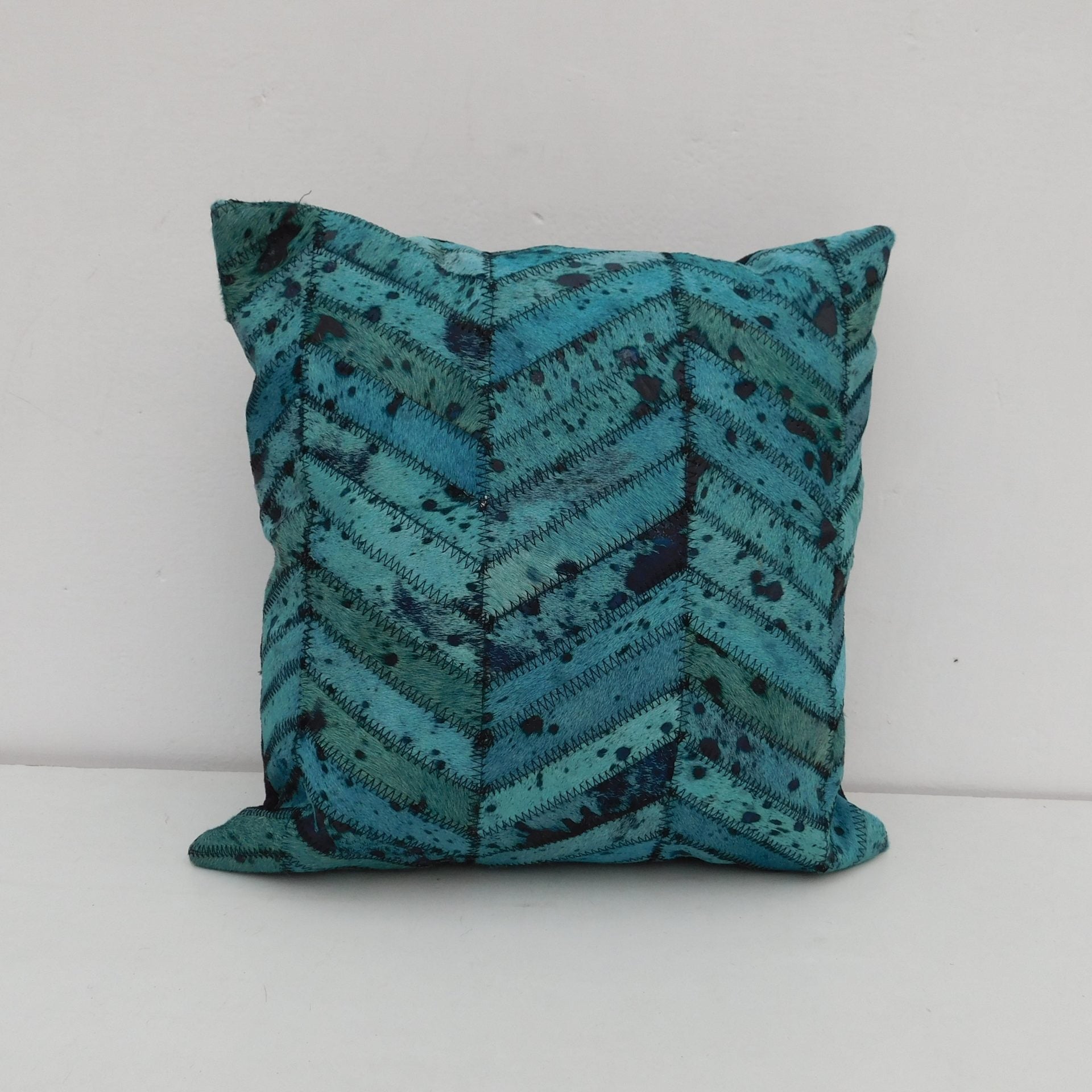 Cyan - Exotic Cowhide Cushion Cover