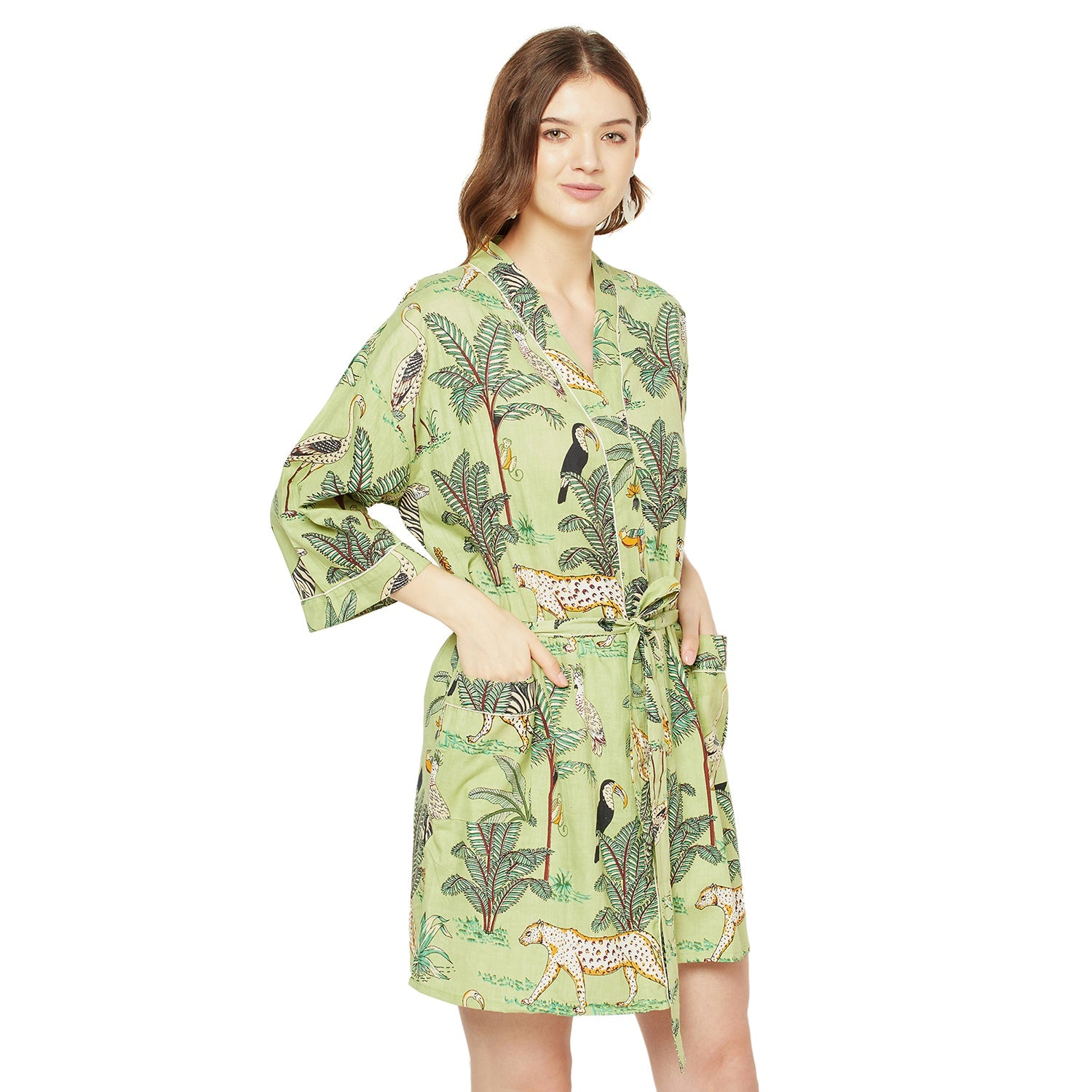 Summer Serenity Kimono Cotton Dressing Gown