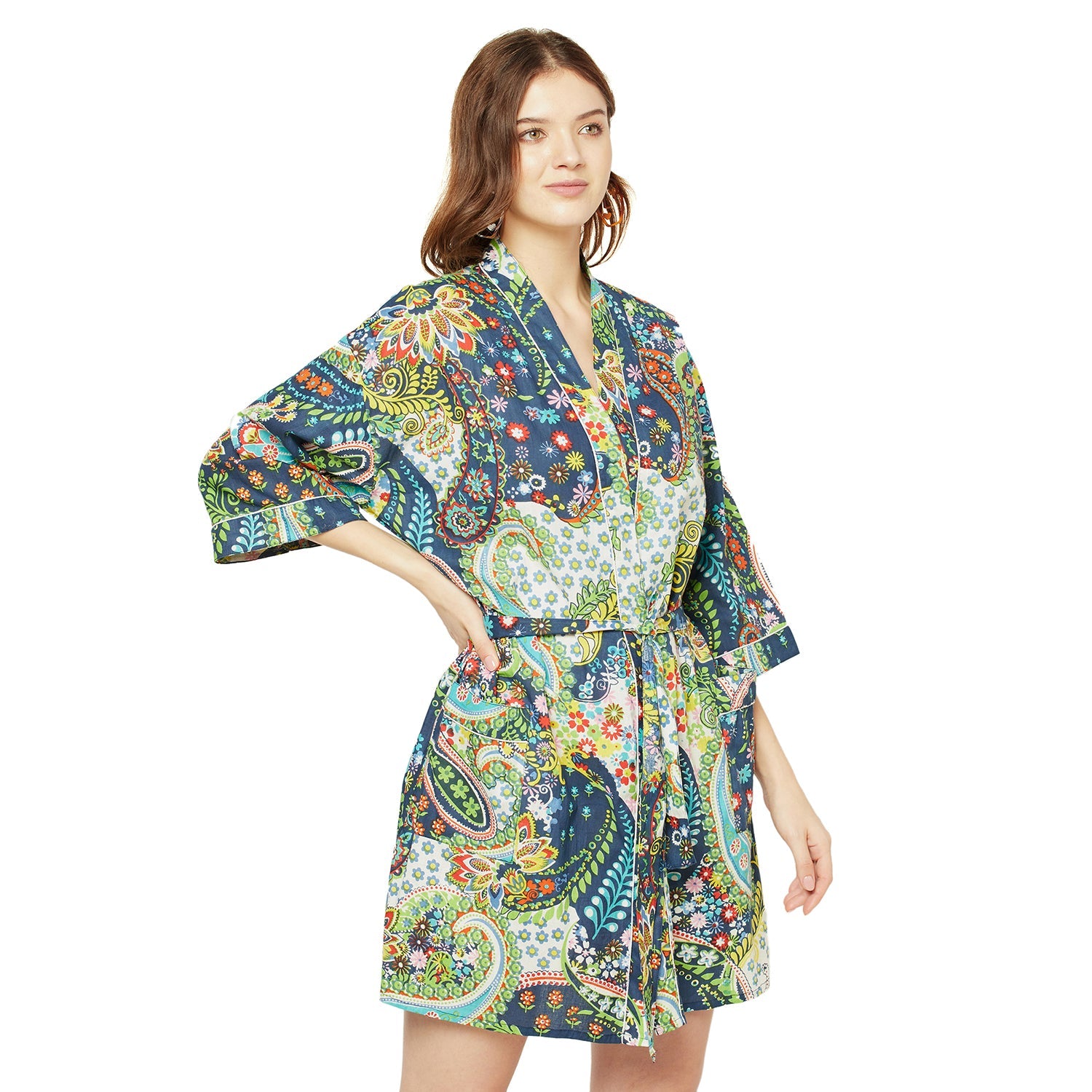 Floral Retreat 100% Cotton Kimono Robe