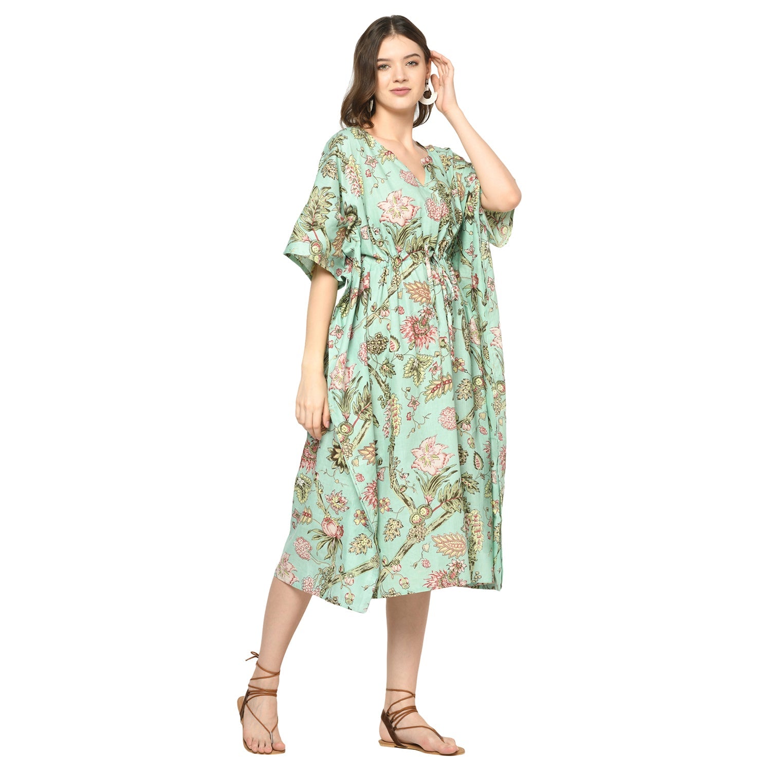 Pastel Petals Cotton Kaftan - 100% Cotton