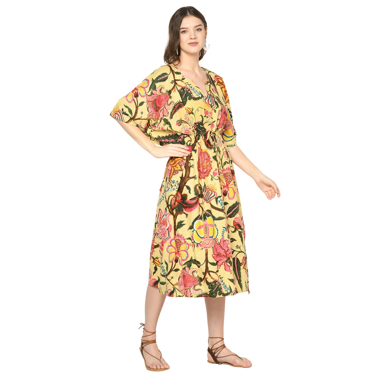 Floral Fiesta Cotton Kaftan - 100% Cotton